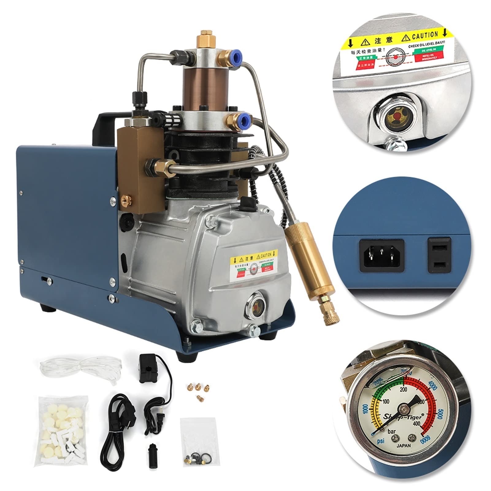 DOLUNTO 220V 1.8KW High Pressure Electric Air Compressor Pump 300Bar 30Mpa 4500Psi - Perfect for Scuba Diving, PCP Air Rifles, and Pneumatic Tools - Fast Inflation for Tires, Inflatables & Industrial Use