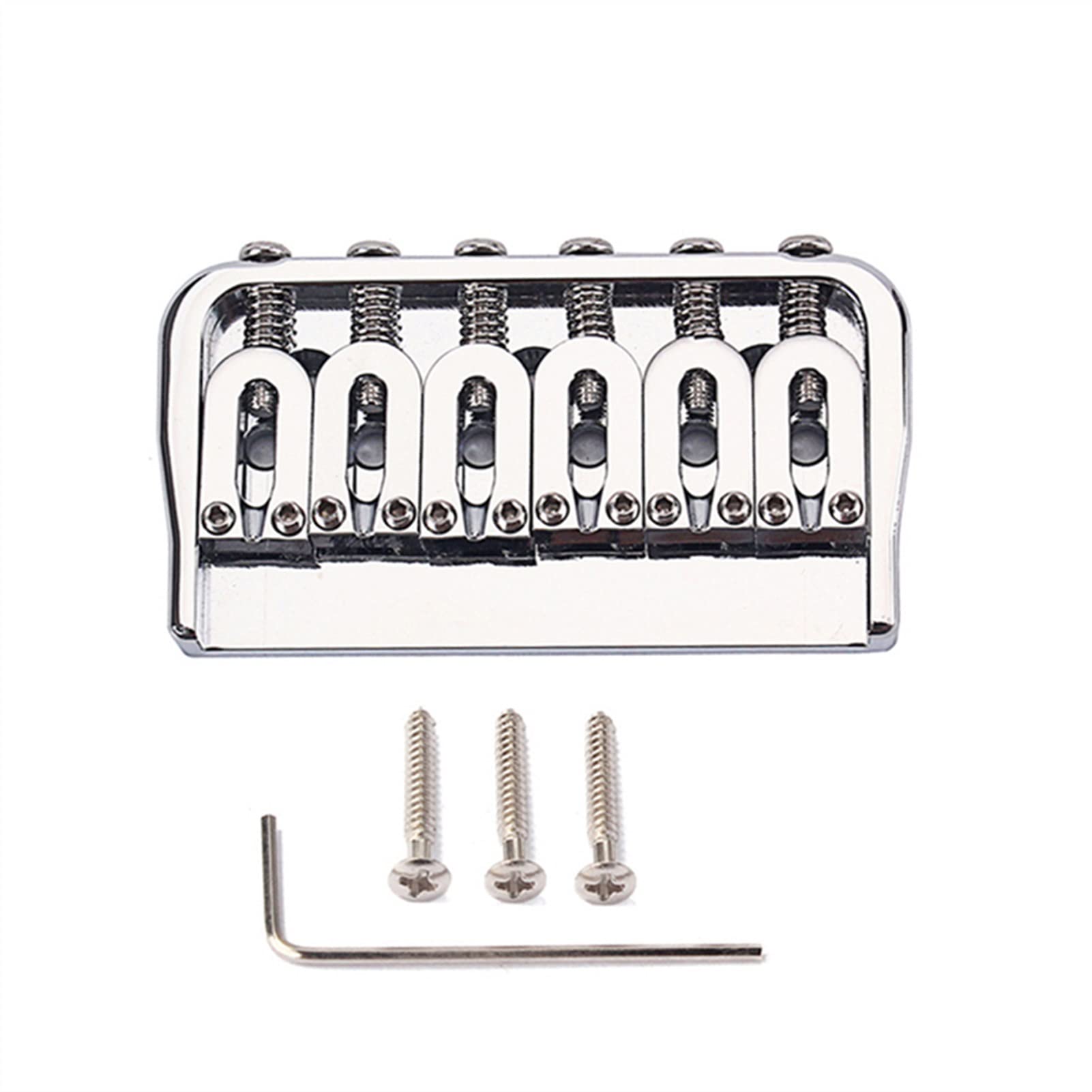 6-String Fixed Saddle Bridge Plate with Screws & Wrench - Electric Guitar Bridge Replacement Part | Perfect for DIY Guitar Repair & Upgrades