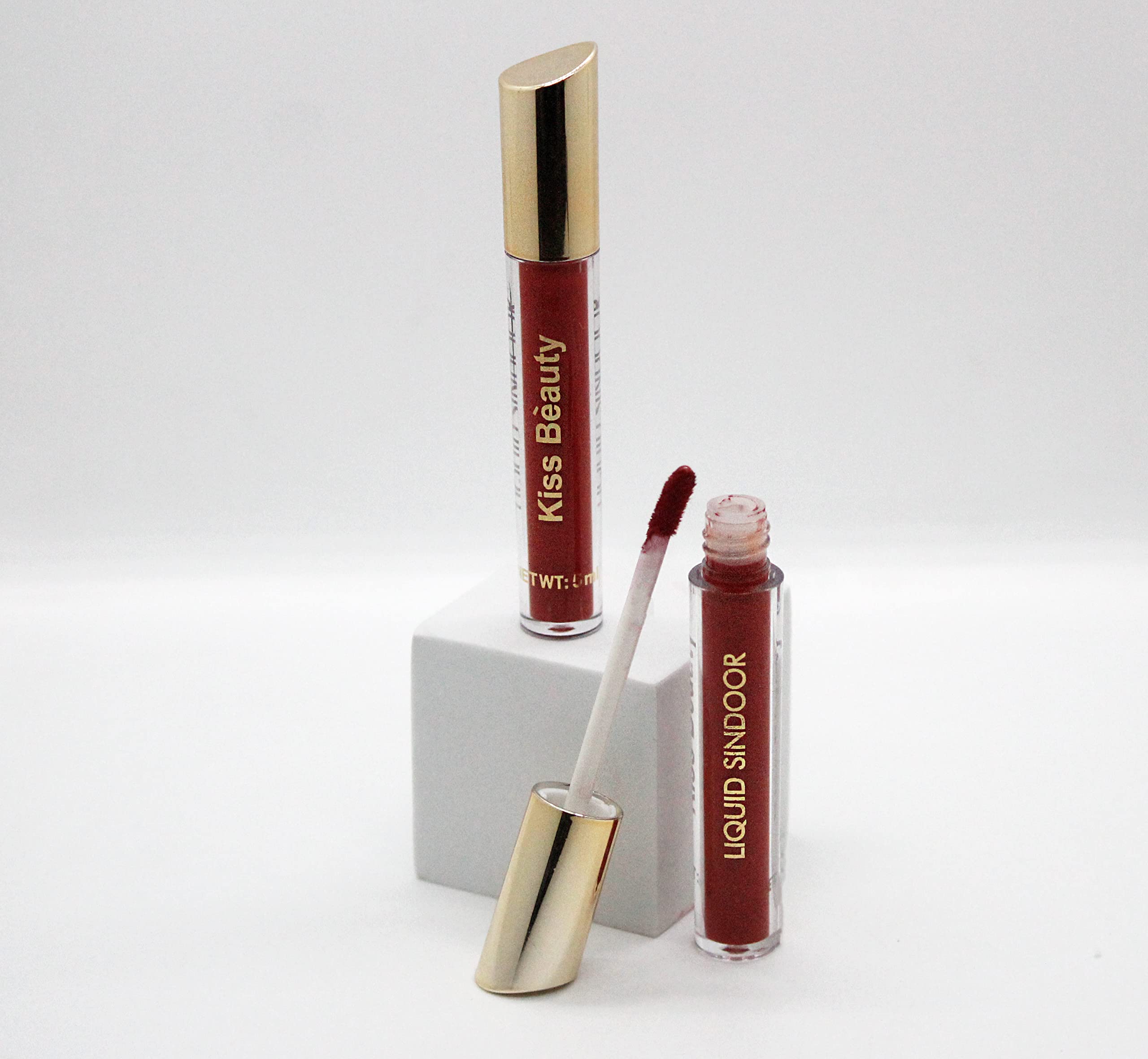 Kiss Beauty Mahogany Liquid Sindoor with Sponge-Tip Applicator - Long Lasting Hindu Forehead Marking for Pujas & Weddings