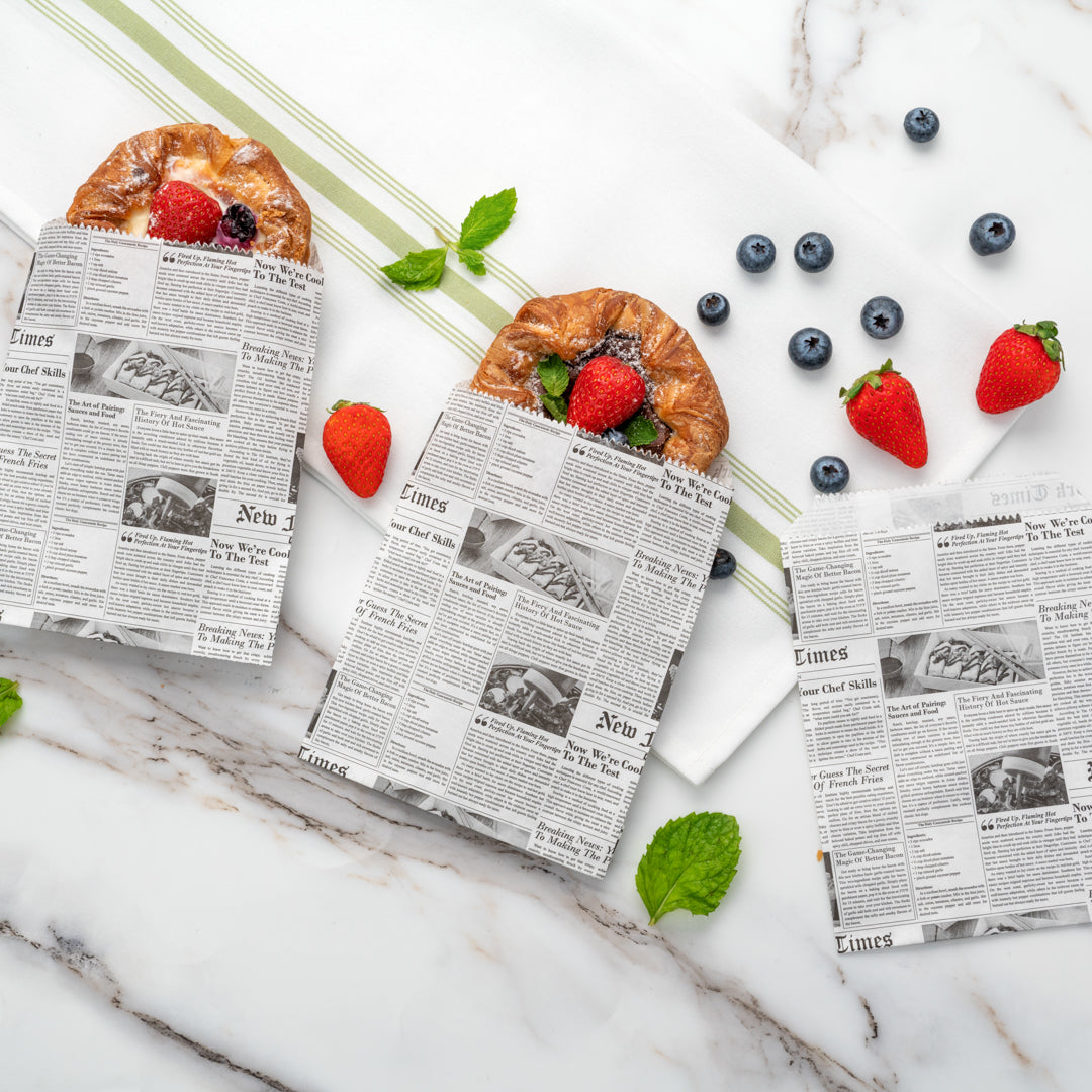 Eco-Friendly Newsprint Paper Bags 7x5 Inches - 100 Count Bulk Pack for Grocery, Retail & Gift Packaging