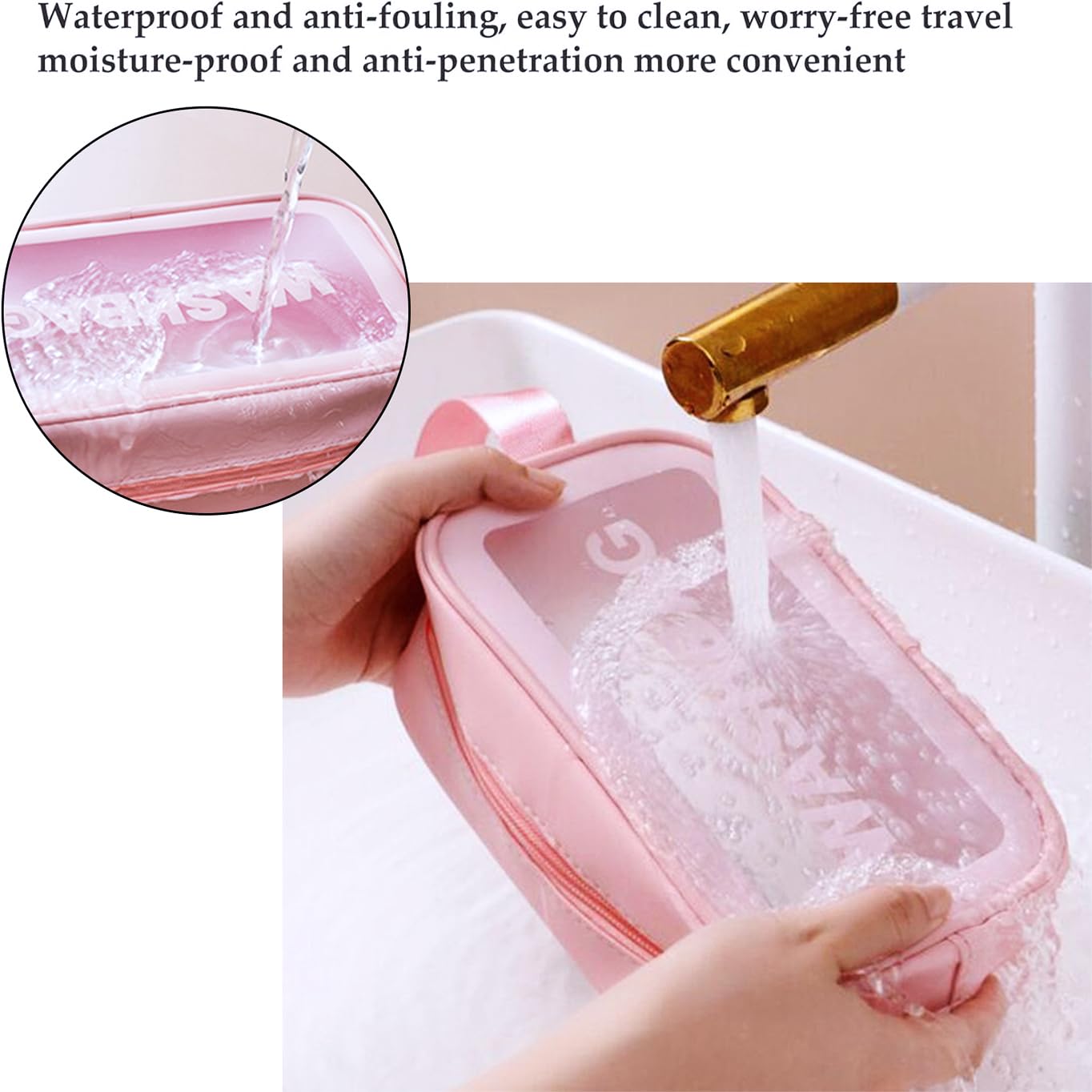 VAVSYL 3-Piece Clear Toiletry Bag Set for Women - Waterproof Travel Cosmetic Organizer, Makeup Pouch & Bathroom Essentials Bag - Perfect for Vacation, Gym, Business Trips & Daily Use (Pink)