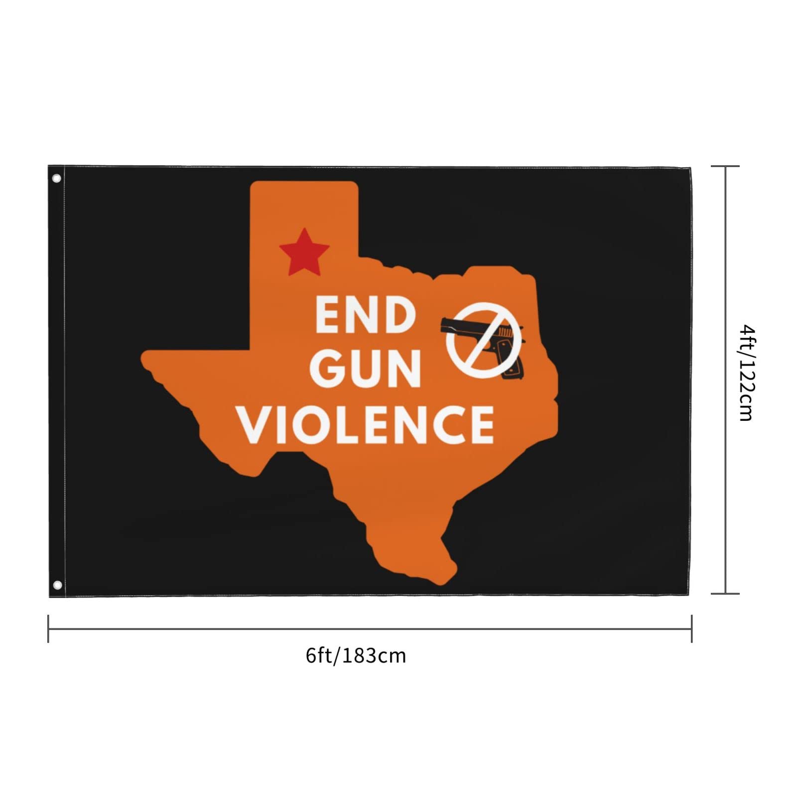 4x6 Ft Texas Map Orange Gun Violence Flag - Safe Kids, Metal Grommets for Outdoor & Indoor Use