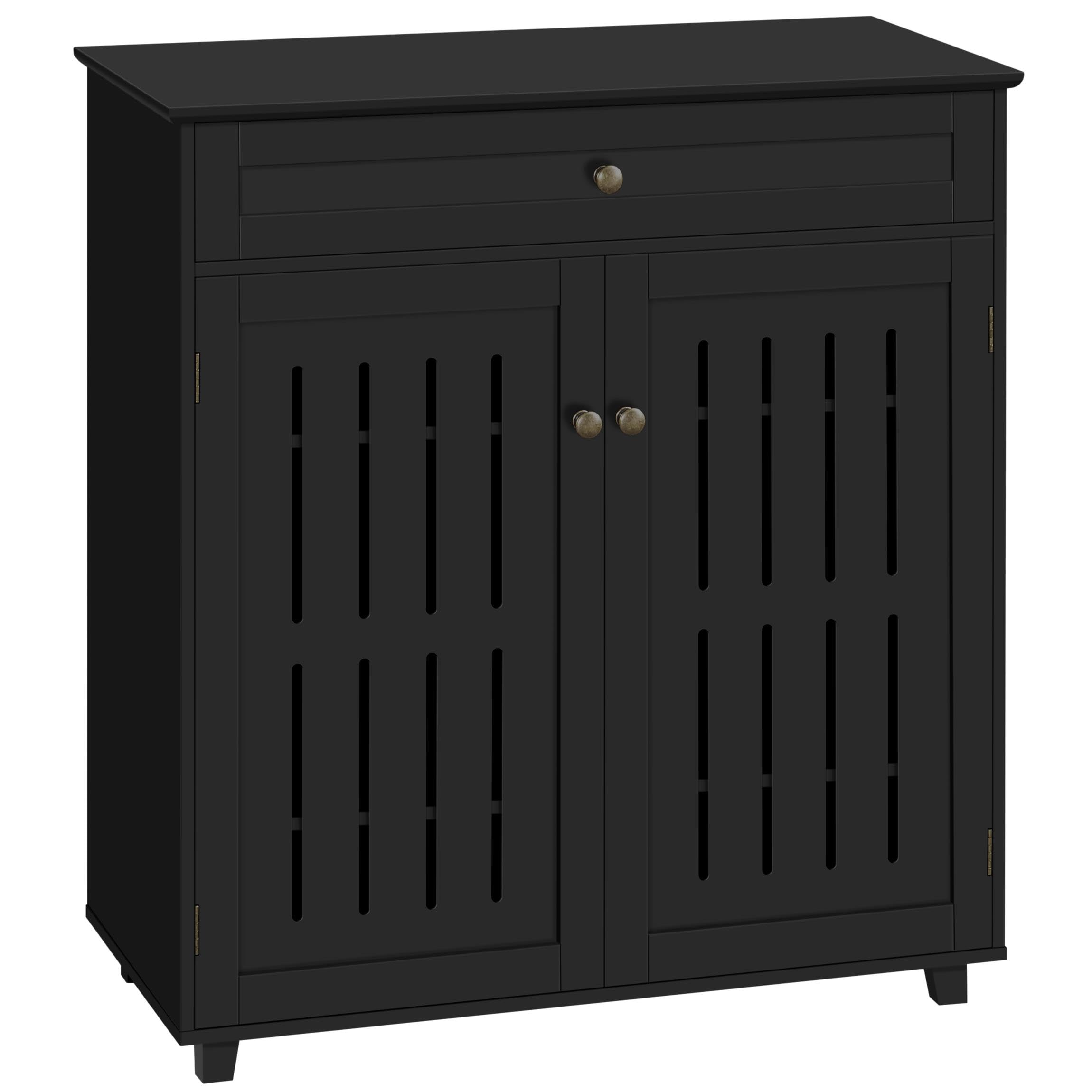 Yaheetech Black Coffee Bar Cabinet with Adjustable Shelf & Drawer - Kitchen Buffet Storage Cabinet for Home, Office, Bathroom | Perfect for Small Space Organization, Coffee Station Setup & Bathroom Storage