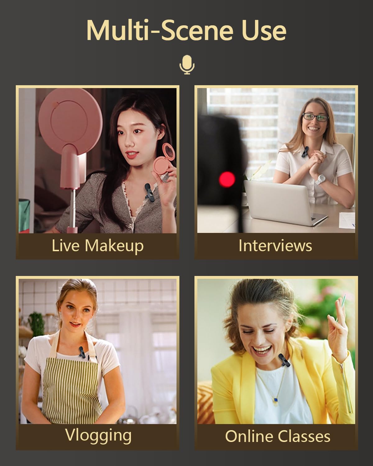 Wireless Lavalier Microphone for iPhone, iPad, Android & Computer - 2.4G Plug & Play Mini Mic with Noise Reduction Chip - Perfect for Podcasting, Video Recording, Live Streaming & Online Meetings
