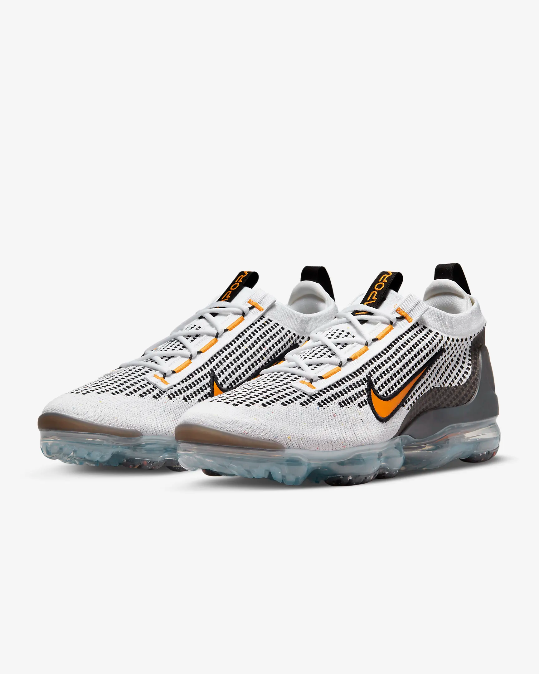 Nike Men's Air VaporMax 2021 Flyknit Running Shoes - White/Black/Anthracite/Kumquat Color Options | Lightweight Cushioned Sneakers for Jogging, Gym Workouts & Daily Wear