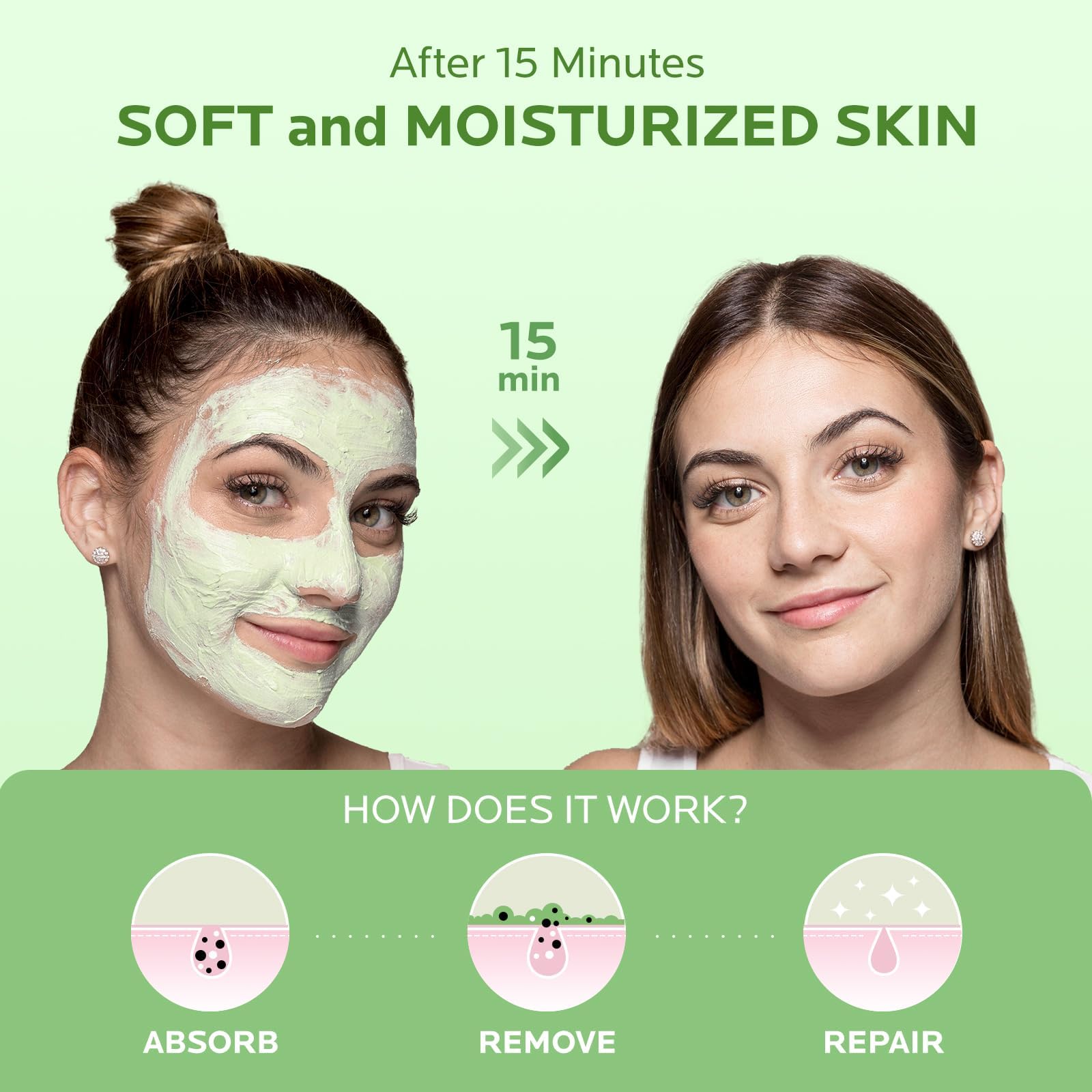 ZealSea Superfood Purifying Clay Mask with Kale & Vitamin C/E - Anti-Acne, Pore Tightening, Brightening Facial Mask for Detox & Nourishment (150g) - Perfect for Spa Nights & Self-Care Routines
