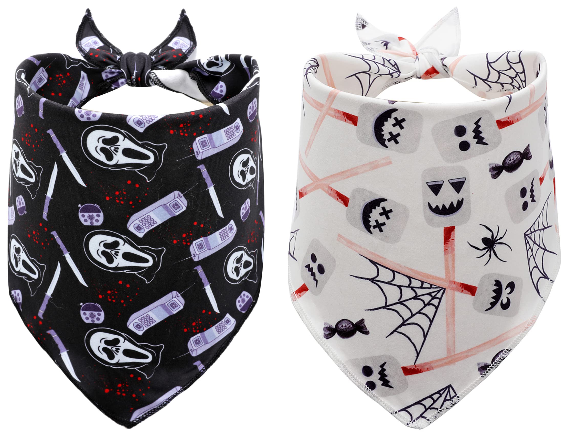 2 Pack Halloween Dog Bandanas - Cute Triangle Bib Scarves for Small, Medium & Large Dogs - Costume Accessories for Pets (Boy/Girl) - Perfect for Halloween Parties, Trick or Treat & Photo Shoots