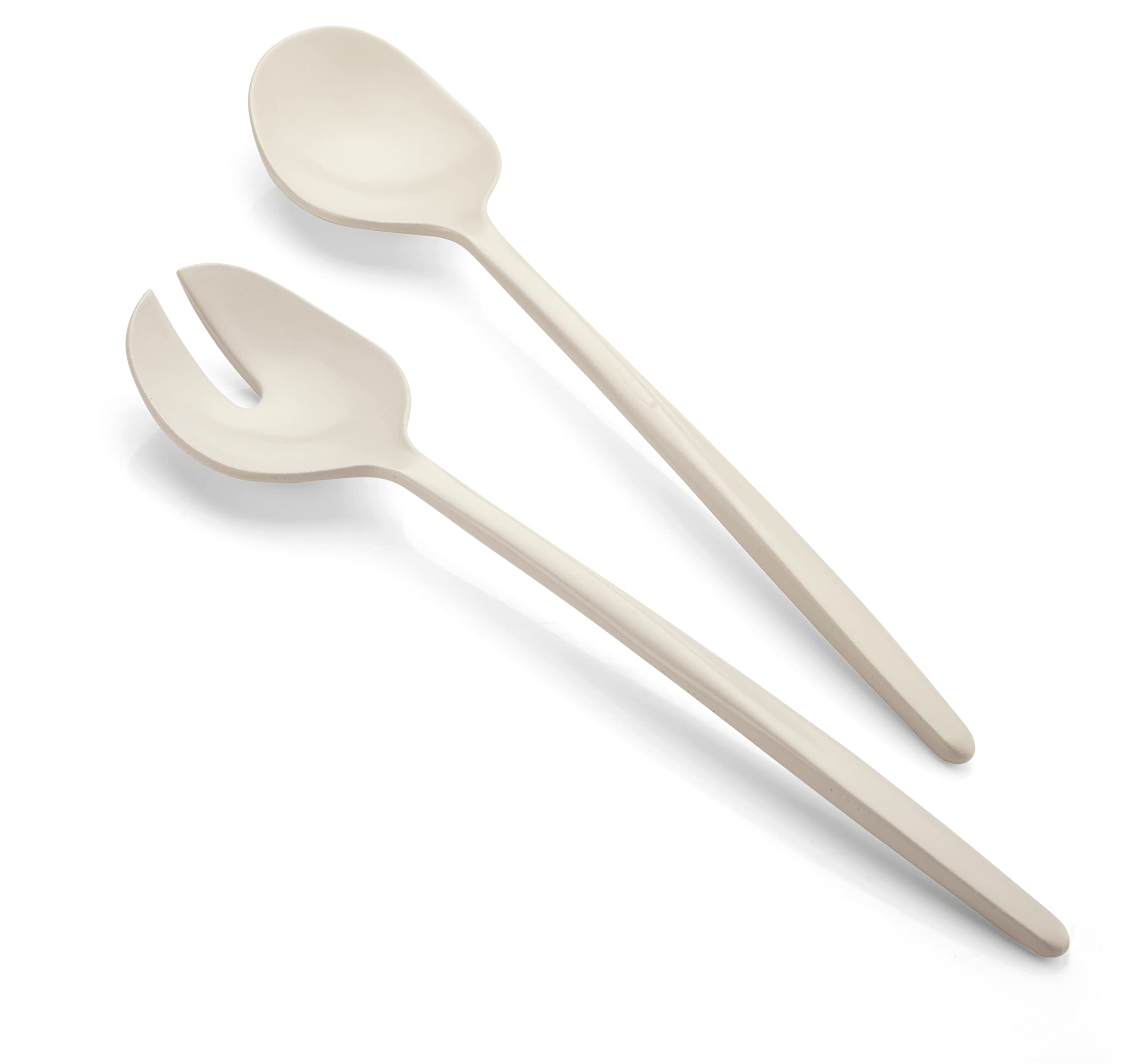 Eco-Friendly Guzzini Tierra Collection Salad Servers - Recycled PET Plastic (2.6 Water Bottles) - Milk White - Perfect for Sustainable Dining, Picnics & Zero Waste Kitchens