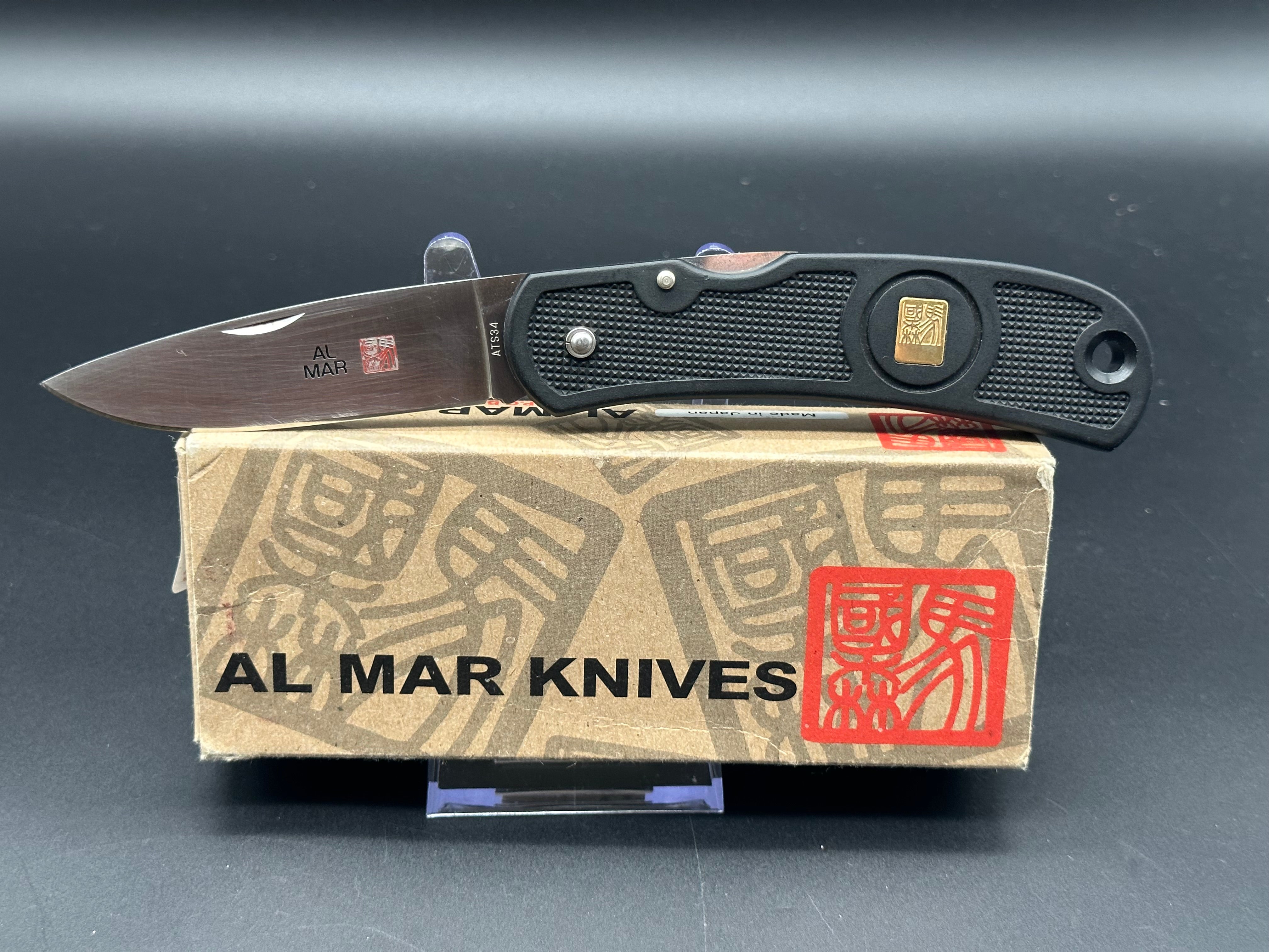 Premium Al Mar ATS-34 Stainless Steel Folding Knife - Tactical EDC Pocket Knife for Outdoor Camping, Hunting & Survival Gear