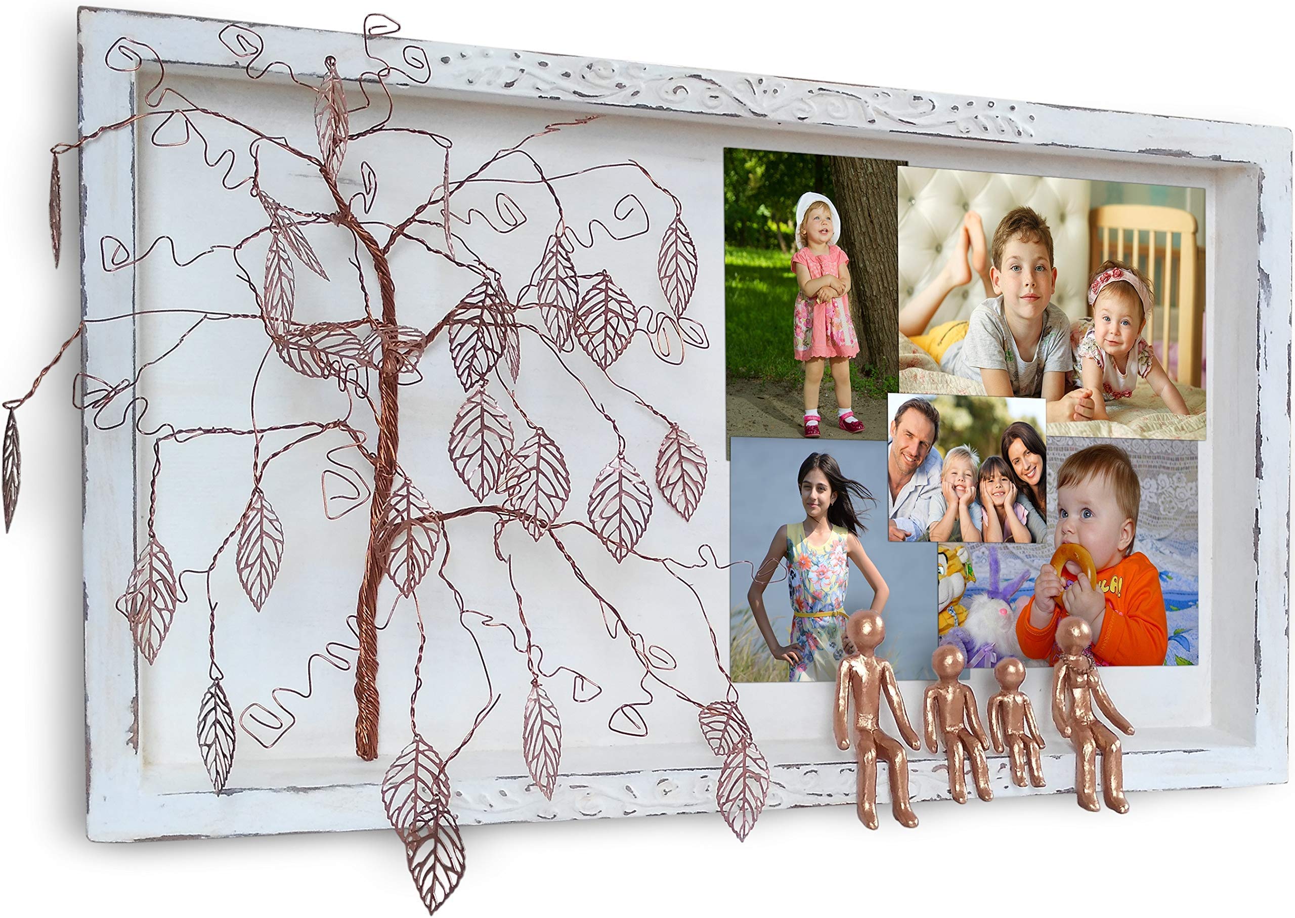 Personalized Bronze Willow Tree Family of 4 Figurine - 8th, 19th Wedding Anniversary Gift for Parents & In-Laws - Wall Charmers Shabby Chic Home Decor - Perfect for Family Photo Collages & Special Occasions