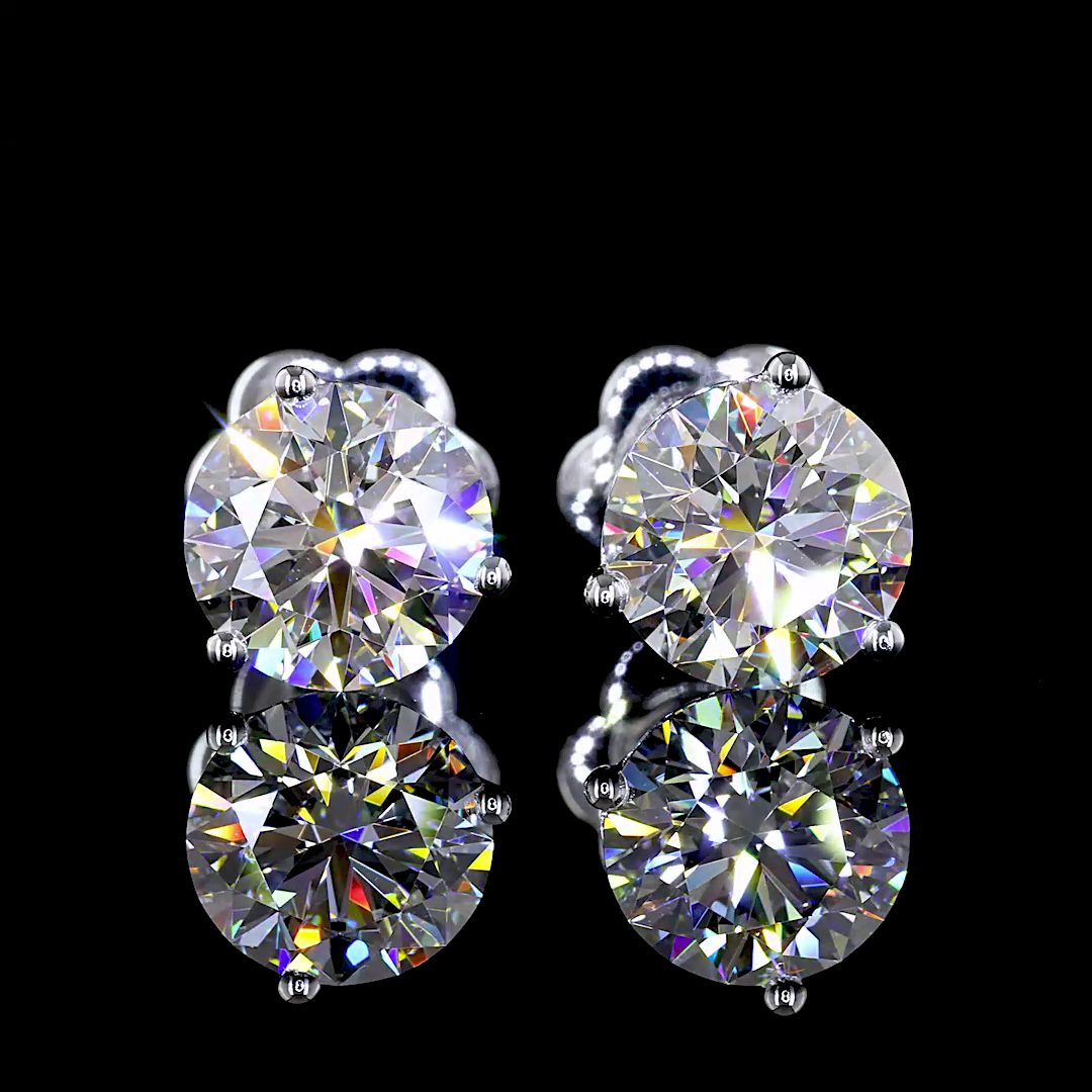 2.54 Carat Lab Grown Round E VS1 Diamond 14K White Gold Martini Stud Earrings for Women - Perfect for Weddings, Anniversaries & Special Occasions