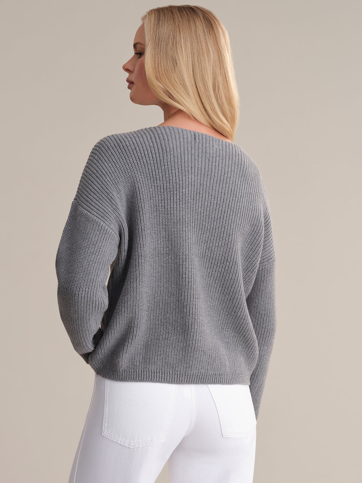 Ava Women's V-Neck Shaker Stitch Cotton Sweater - Soft Casual Knit Pullover for Fall & Winter - Perfect for Office Wear, Date Nights and Cozy Weekends