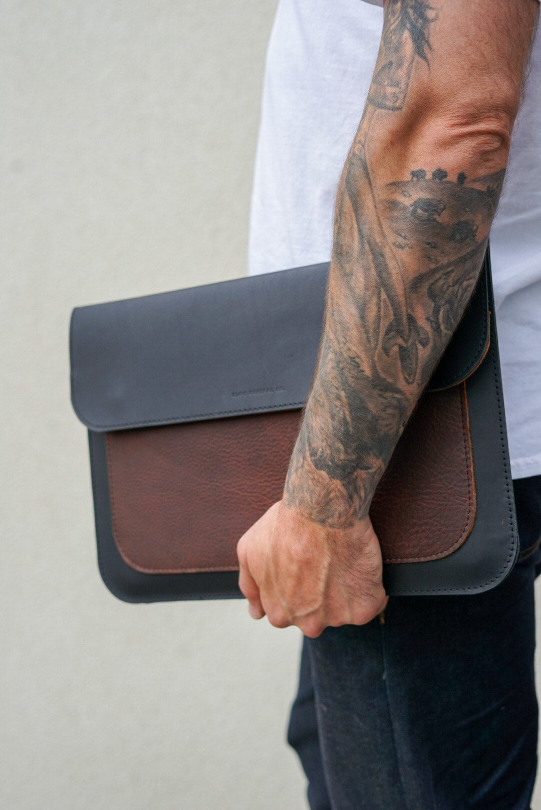 Premium 15-inch Laptop Sleeve with Two-Tone Design (Black & Brown) - Protective Case for MacBook, Notebooks - Perfect for Office, Travel & School Use