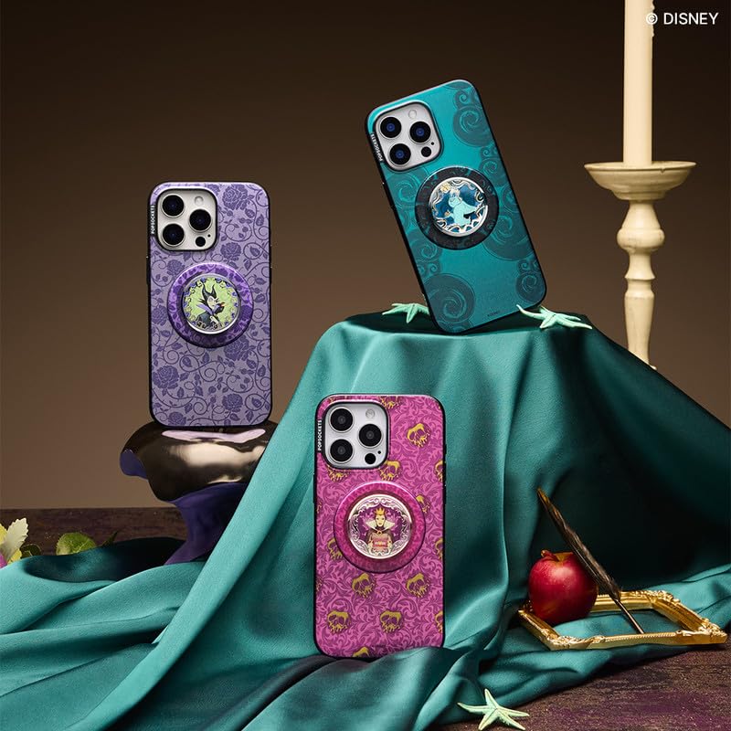 PopSockets Round MagSafe-Compatible Phone Grip with Adapter Ring - Disney Villains Poison Apple Design | Wireless Charging Friendly Phone Holder for iPhone | Perfect for Commuting, Gym & Hands-Free Selfies