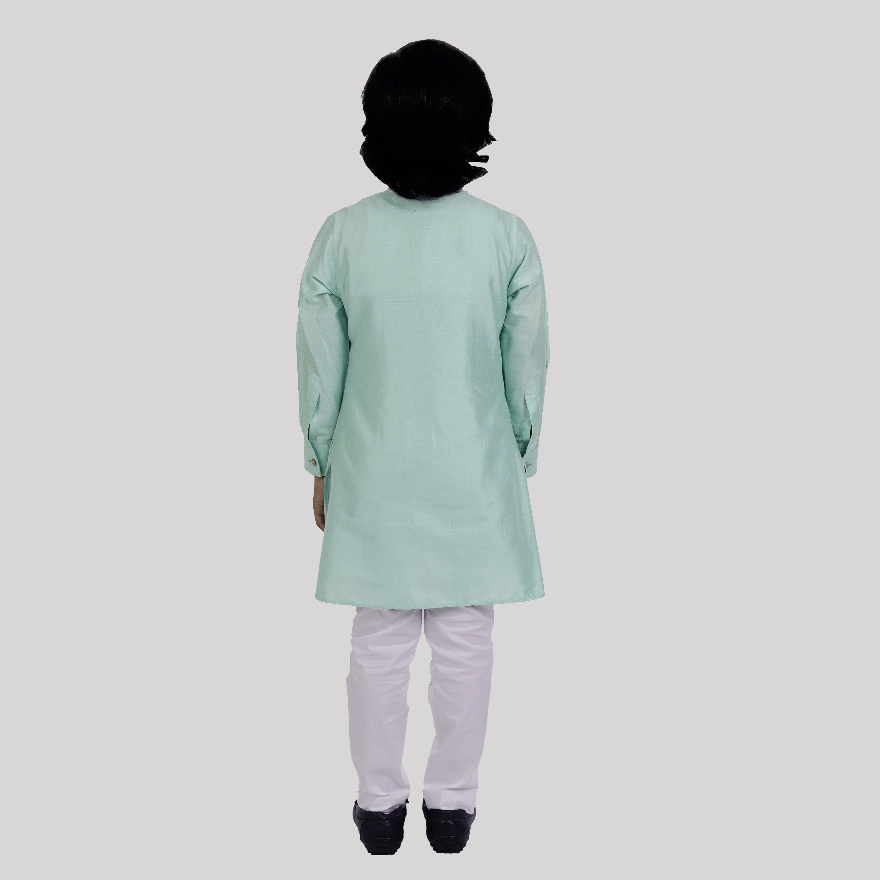 Pre-Order Sea Green Kurta with White Pants for Boys | Indian Ethnic Outfit | Wedding & Festival Wear
