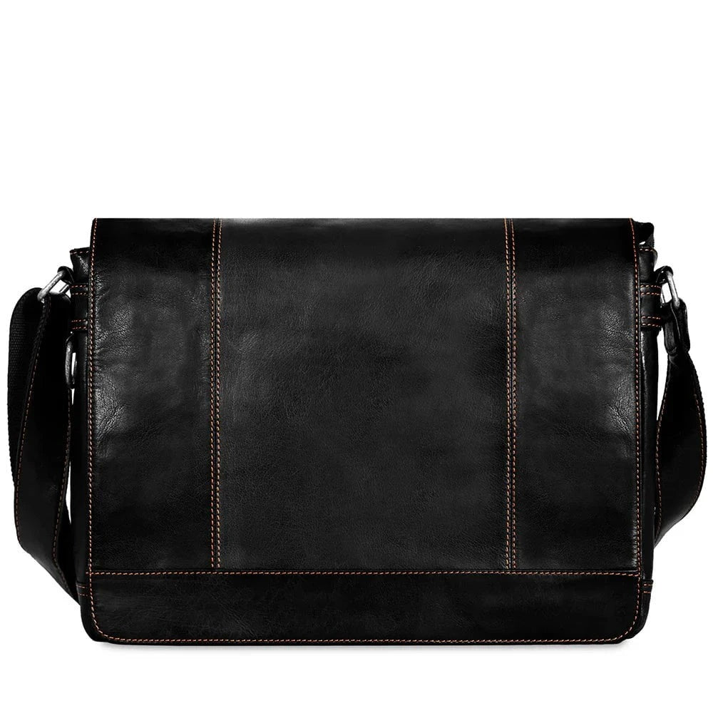 Jack Georges Voyager Full Size Messenger Bag for Men - Durable Leather Crossbody Bag for Work, Travel & Everyday Use - Stylish Laptop Briefcase with Adjustable Strap