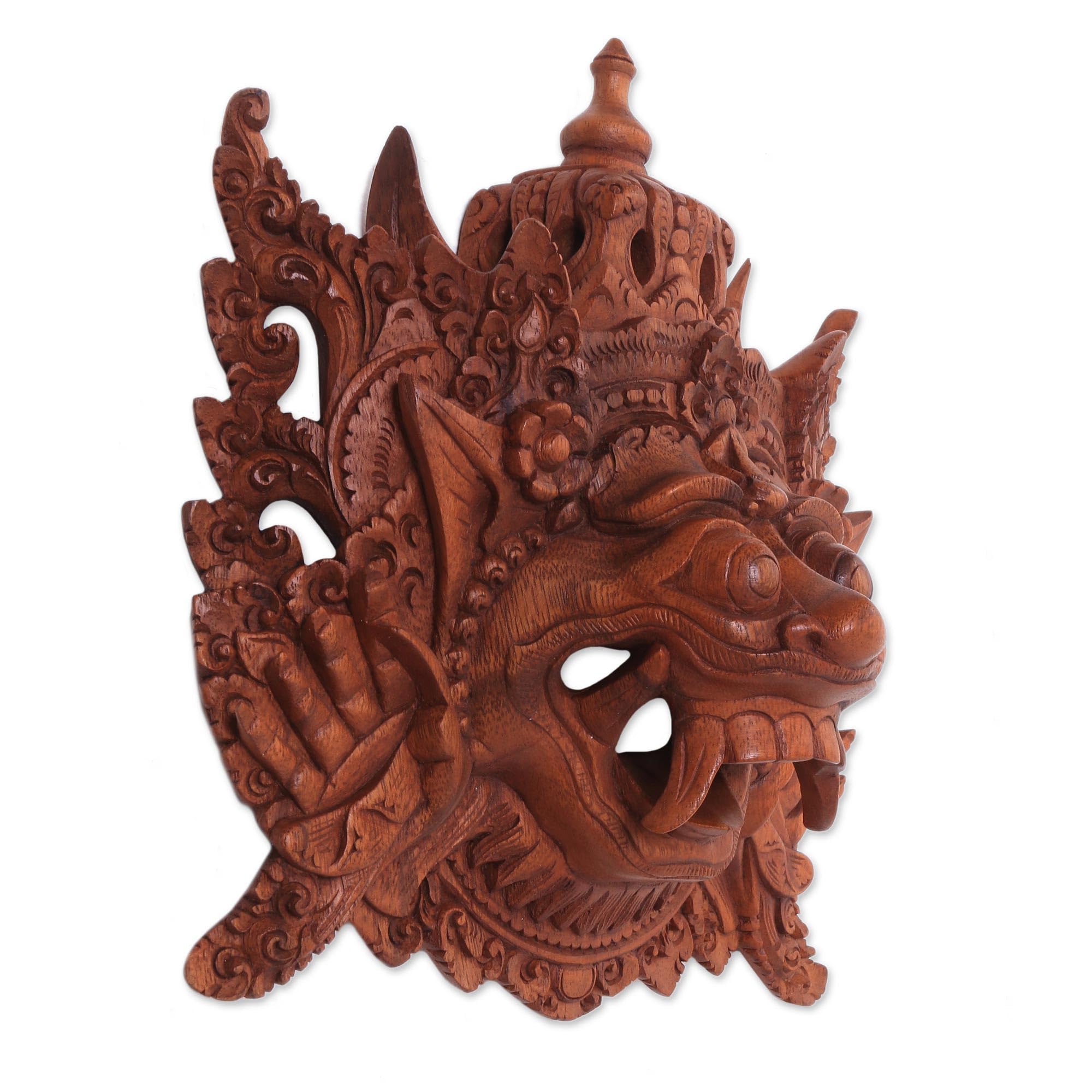 NOVICA Rahwana King of Alengka Hand-Carved Wooden Mask - Balinese Artisan Wall Decor for Home & Office