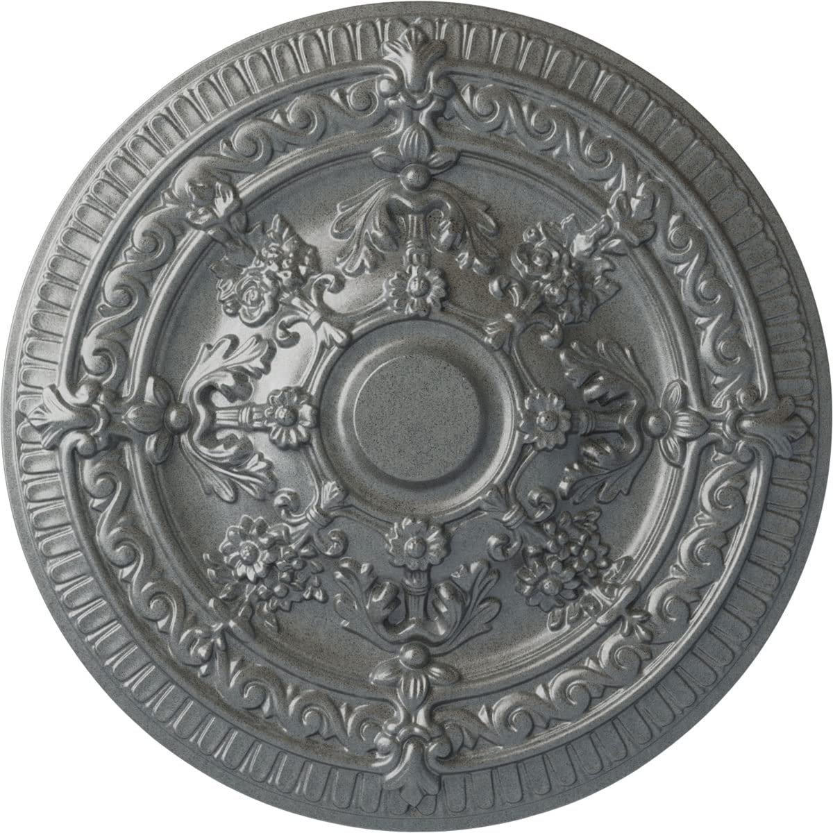Ekena Millwork Hand-Painted Platinum Vincent Ceiling Medallion - Elegant Home Decor for Dining Room, Living Room & Bedroom Ceiling