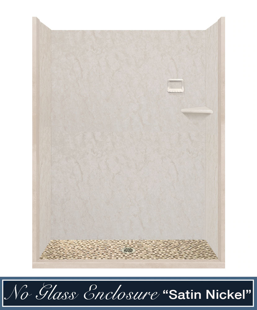 Premium Rafe Marble Alcove Shower Kit with 3 Accent Options (Liner Optional) - Luxury Bathroom Upgrade for Modern Homes & Spa-Like Experience