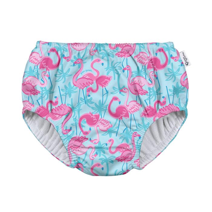Aqua Palm Flamingos