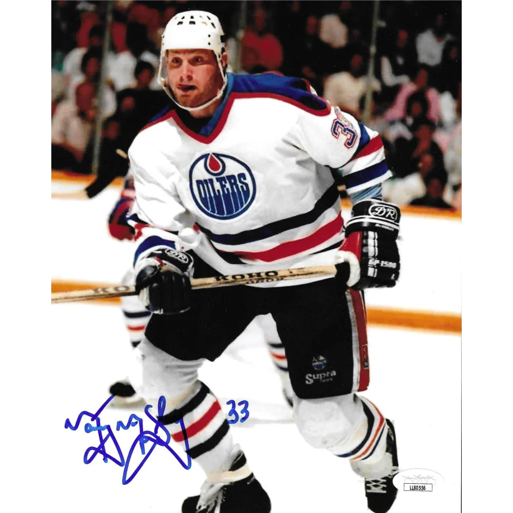 Marty McSorley Autographed 8x10 Photo with JSA COA - NHL Edmonton Oilers Signed Hockey Memorabilia #33 - Perfect for Sports Collectors, Man Cave Decor, and Hockey Fan Gifts