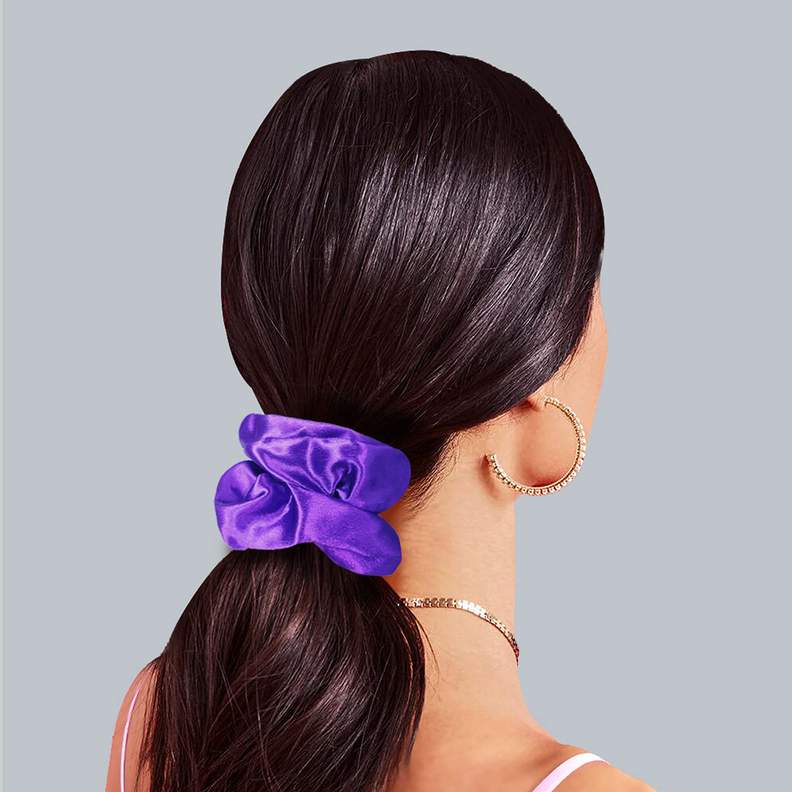 LADY&HOME Bridesmaids Scrunchies - 10 Pack Purple Soft Fabric Hair Ties, Breathable & Lightweight for Bachelorette Party, Wedding, Bridal Shower - Perfect for Bridesmaid Gifts & Special Occasions