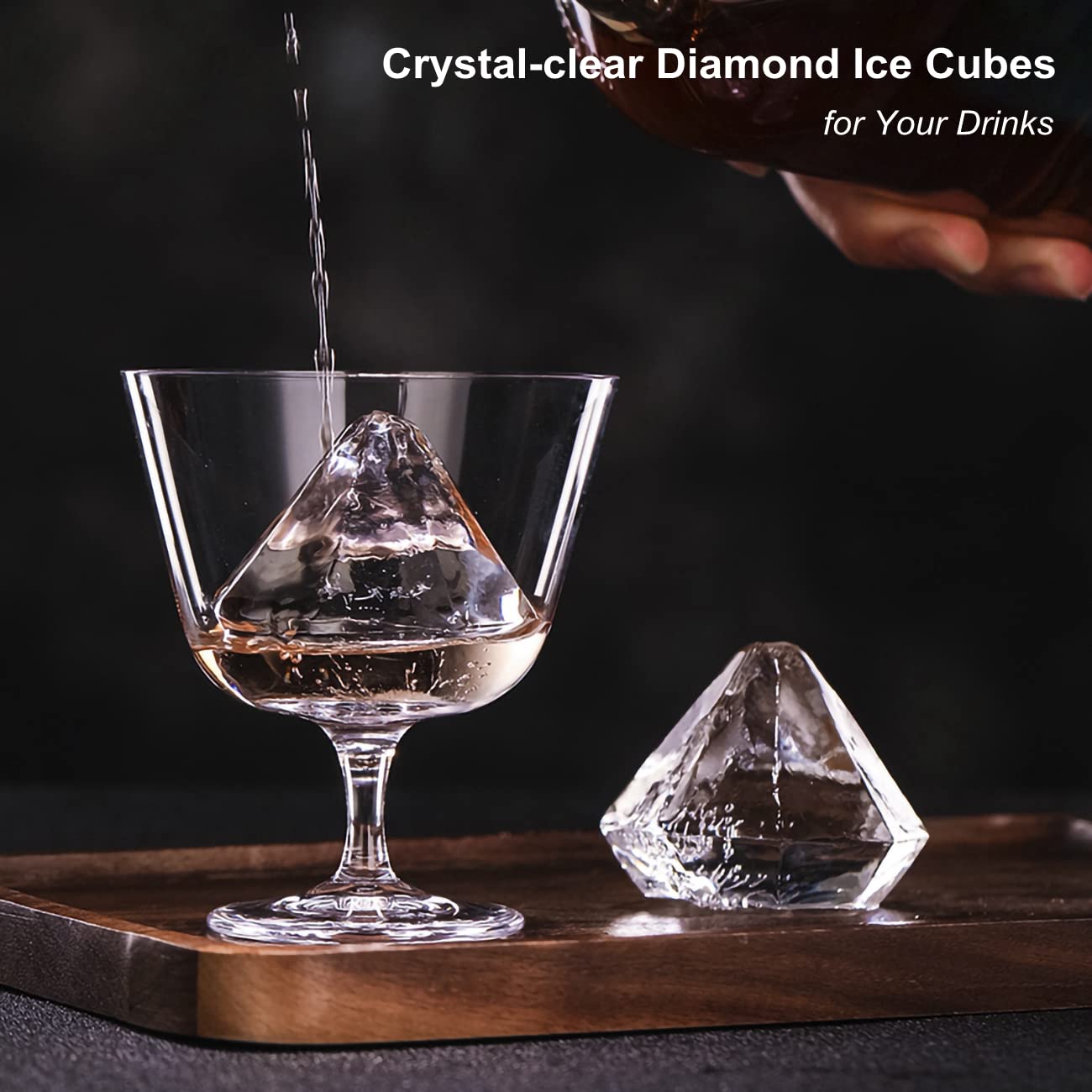 Premium Crystal Clear Ice Cube Maker - Large Diamond Ice Cube Mold for Whiskey, Cocktails & Drinks - Makes 2 Clear Ice Cubes - Perfect Gift for Friends & Family - Ideal for Home Bars, Parties & Special Occasions