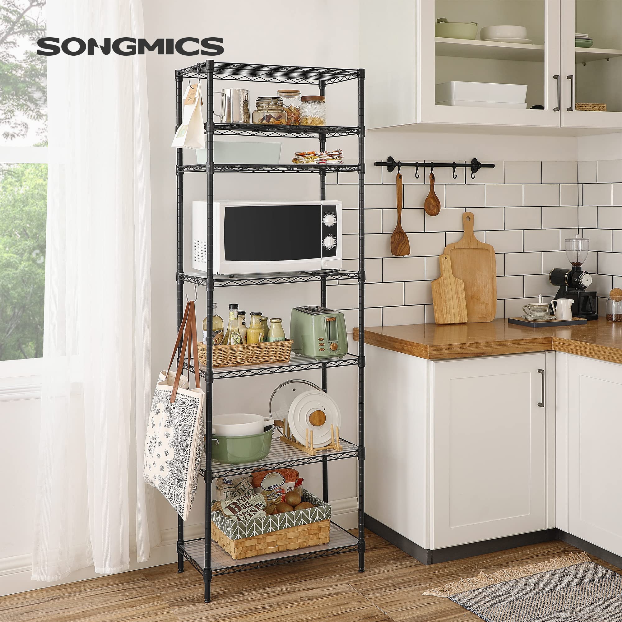 SONGMICS 7-Tier Heavy Duty Metal Storage Shelves, Adjustable Wire Shelving Unit for Kitchen, Garage, Pantry - 13.4