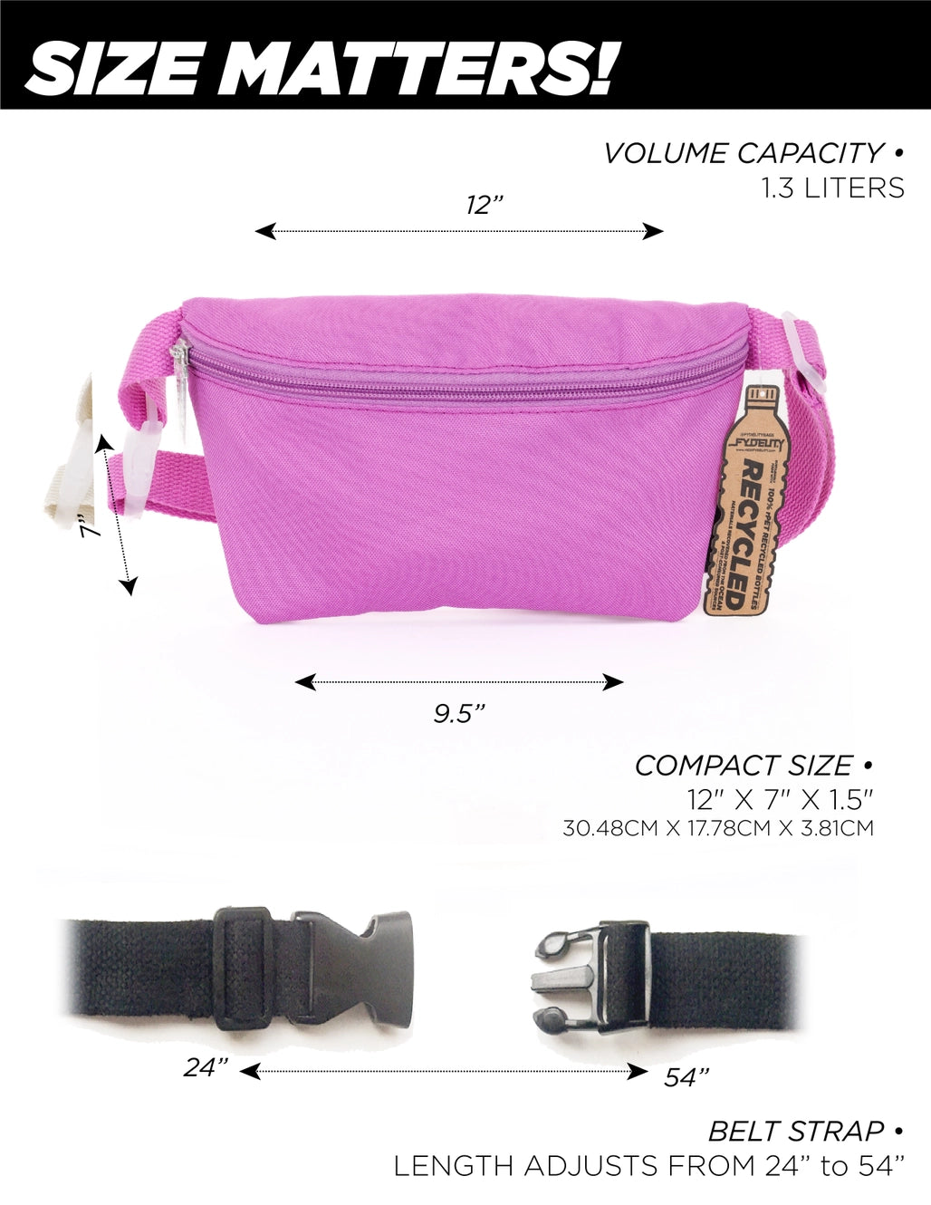 Neon Ultra Slim Fanny Pack Purple - Lightweight Waist Bag for Running, Travel & Festivals