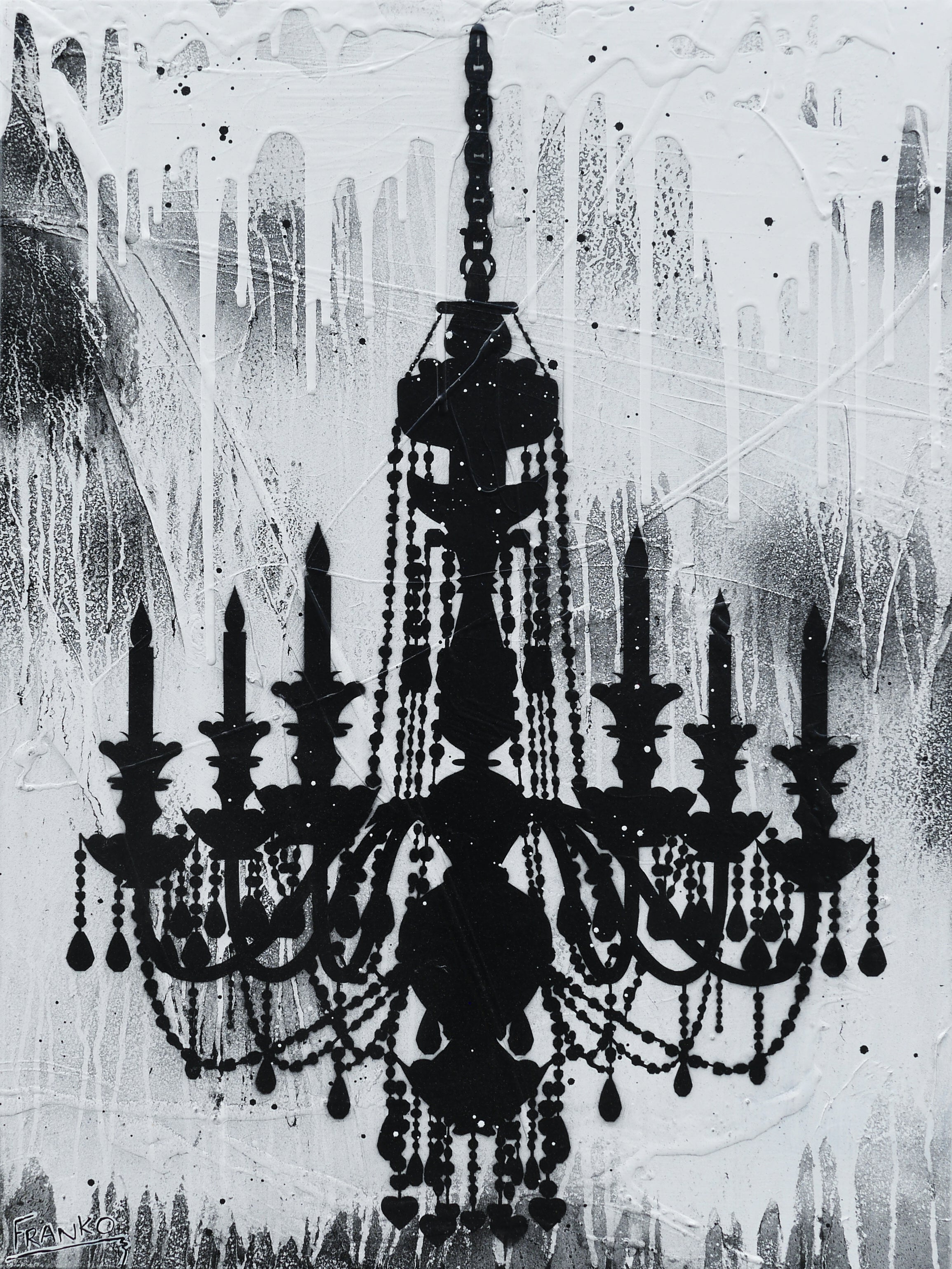 Blaq Glass 75cm x 100cm Modern Chandelier Textured Urban Pop Art Wall Painting - Perfect for Living Room, Bedroom & Office Decor