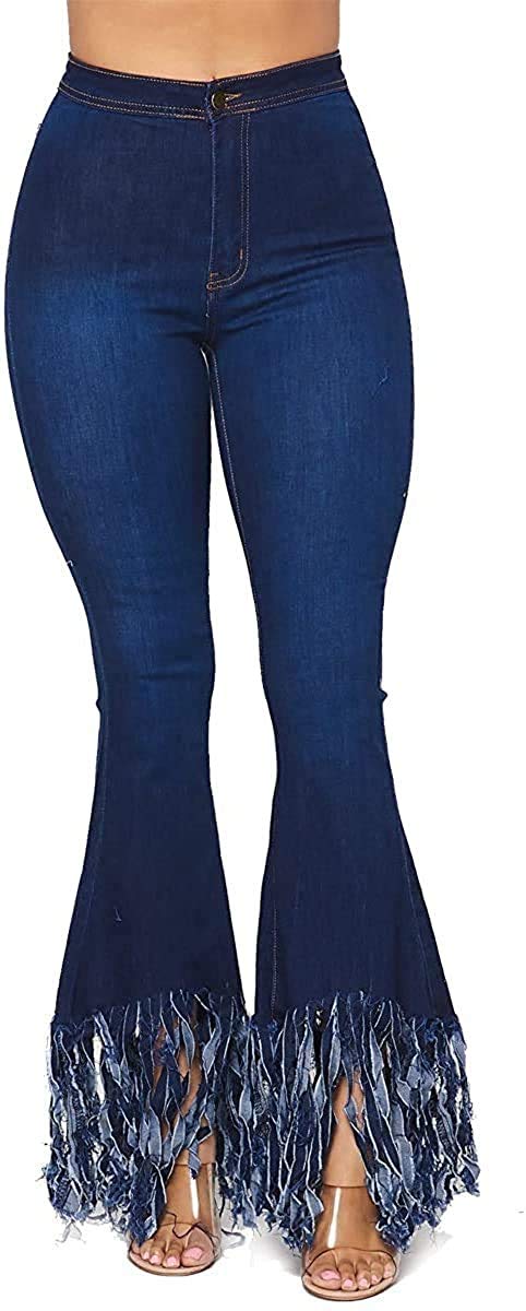 High Waisted Stretchy Bell Bottom Jeans for Women - Vintage 70s Flare Denim Pants with Comfortable Elastic Waistband | Perfect for Casual Outfits, Music Festivals & Retro Fashion