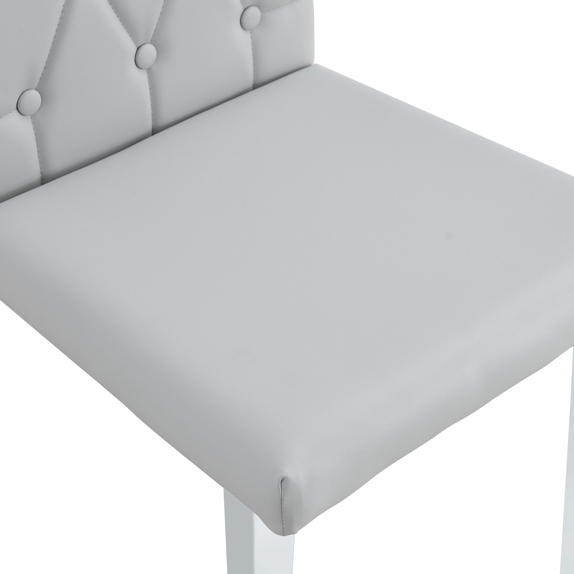 Modern 2-Piece Dining Chairs Set - Light Gray Fabric with Classic Checkered Buckle Design for Kitchen, Dining Room & Conference Room | Comfortable Seating for Home & Office Use
