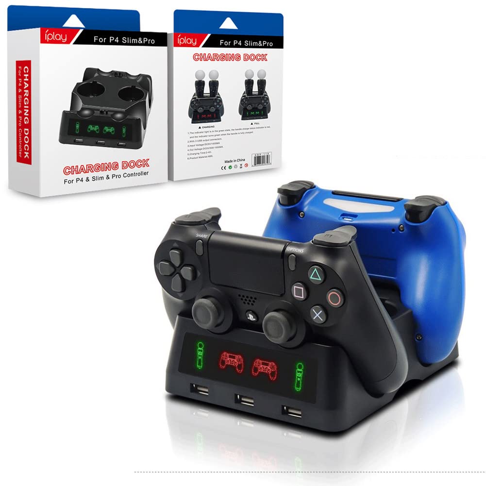 Fast Charging Station for PS5/PS4/Xbox/Move/VR Controllers - Multi-Port USB Charger with LED Indicator | Gaming Accessories for Home & Office Setup