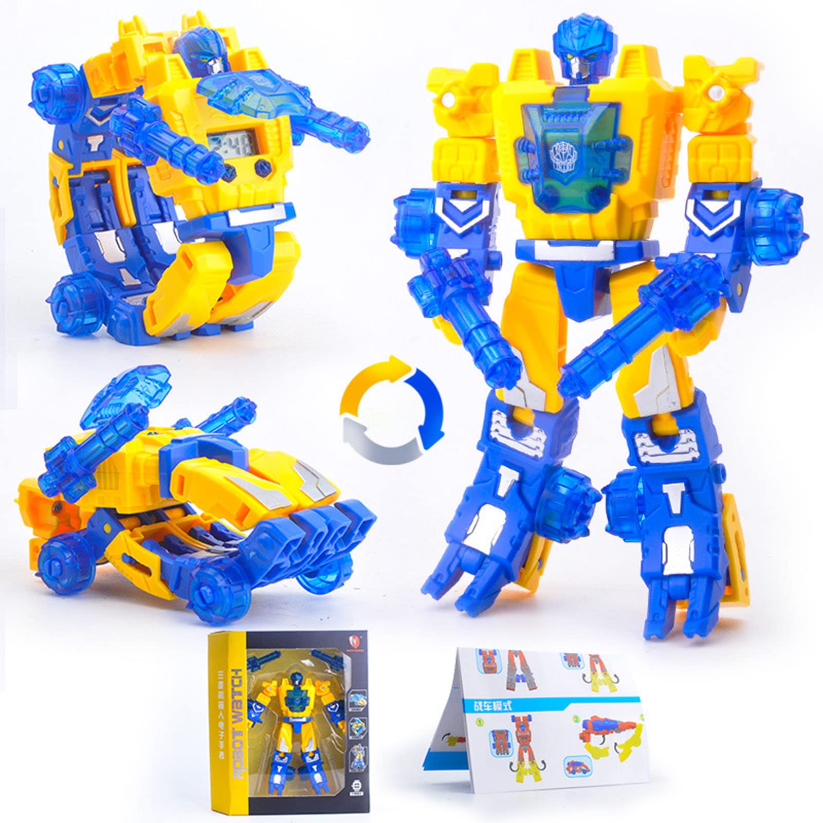 Tiydiygo Transformer Watch Robot Car Toy - Convertible Electronic Watch & Vehicle for Kids Boys Girls Ages 4-8 (Yellow) | STEM Learning Toy, Birthday Gift & Travel Companion