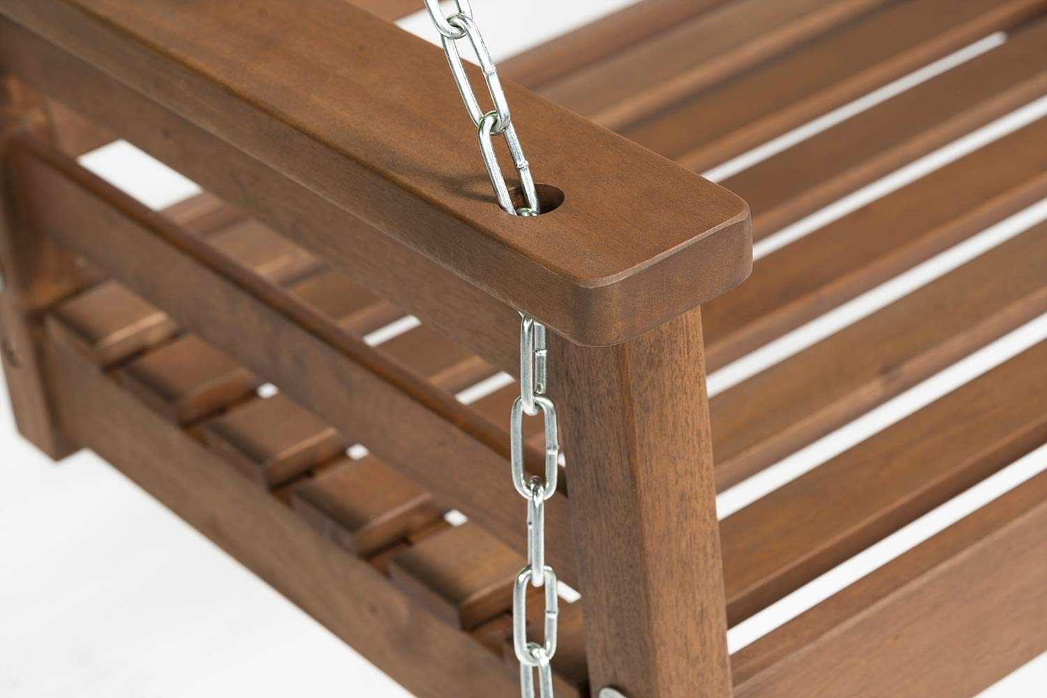 Woodlawn&Home 4-Foot Porch Swing with Oil Finish & Olefin Cushion - 901166 | Outdoor Patio Furniture for Relaxing in Garden, Backyard, or Front Porch