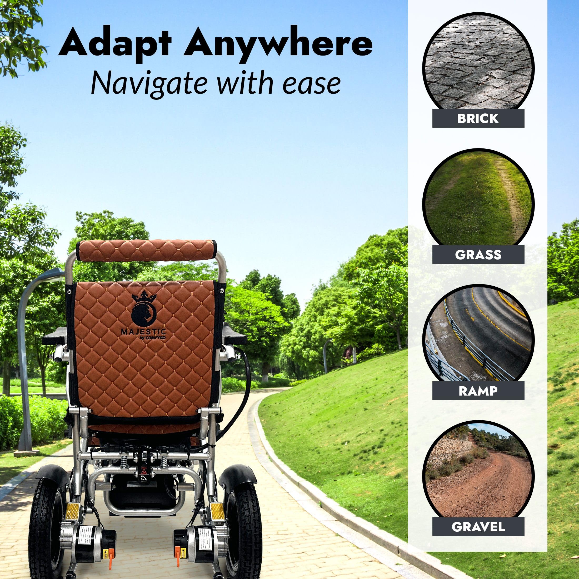 Foldable Lightweight Electric Wheelchair for Adults & Seniors - Portable Motorized Power Chair with Durable Ultra-Light Frame | Indoor & Outdoor Mobility, Travel, Shopping, Home Use