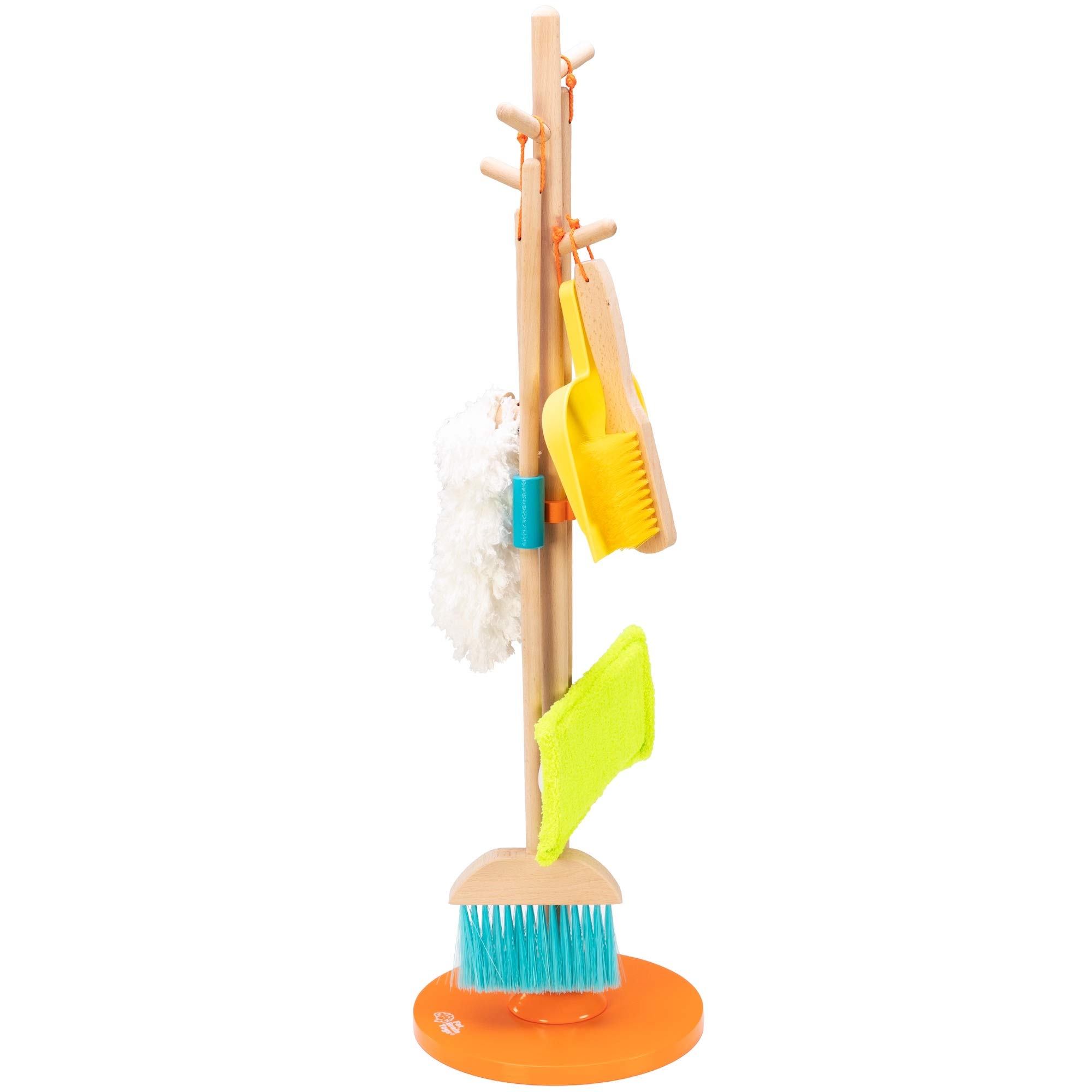 Fat Brain Toys Sweep, Scrub, and Shine Cleaning Set - Wooden Pretend Play Toy for Kids Ages 3+, Toddler Cleaning Toy Set for Role Play & Early Learning - Perfect for Home, Preschool & Montessori Classroom