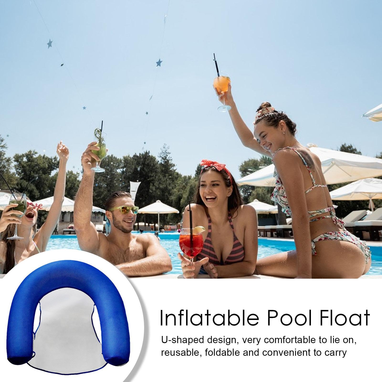 **Inflatable Pool Floating Chair for Adults - U-Shaped Noodle Lounger with Scarf, Comfortable Reusable Water Chair for Swimming, Beach, Pool Party & Relaxation**