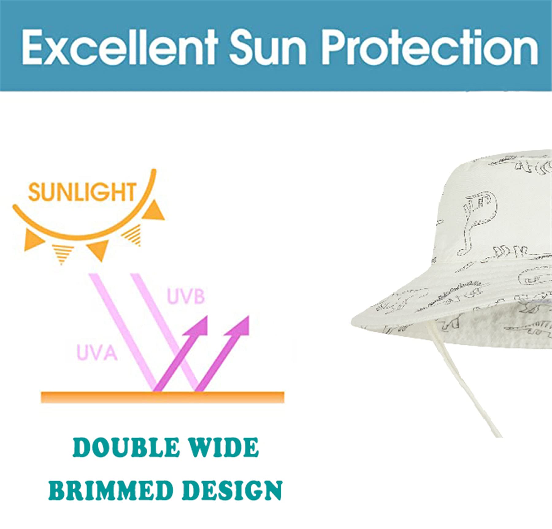 UPF 50+ Baby Sun Hat for Toddlers - Wide Brim Bucket Hat for Boys & Girls - UV Protection Summer Beach Hat for Outdoor Play, Swimming & Park Adventures