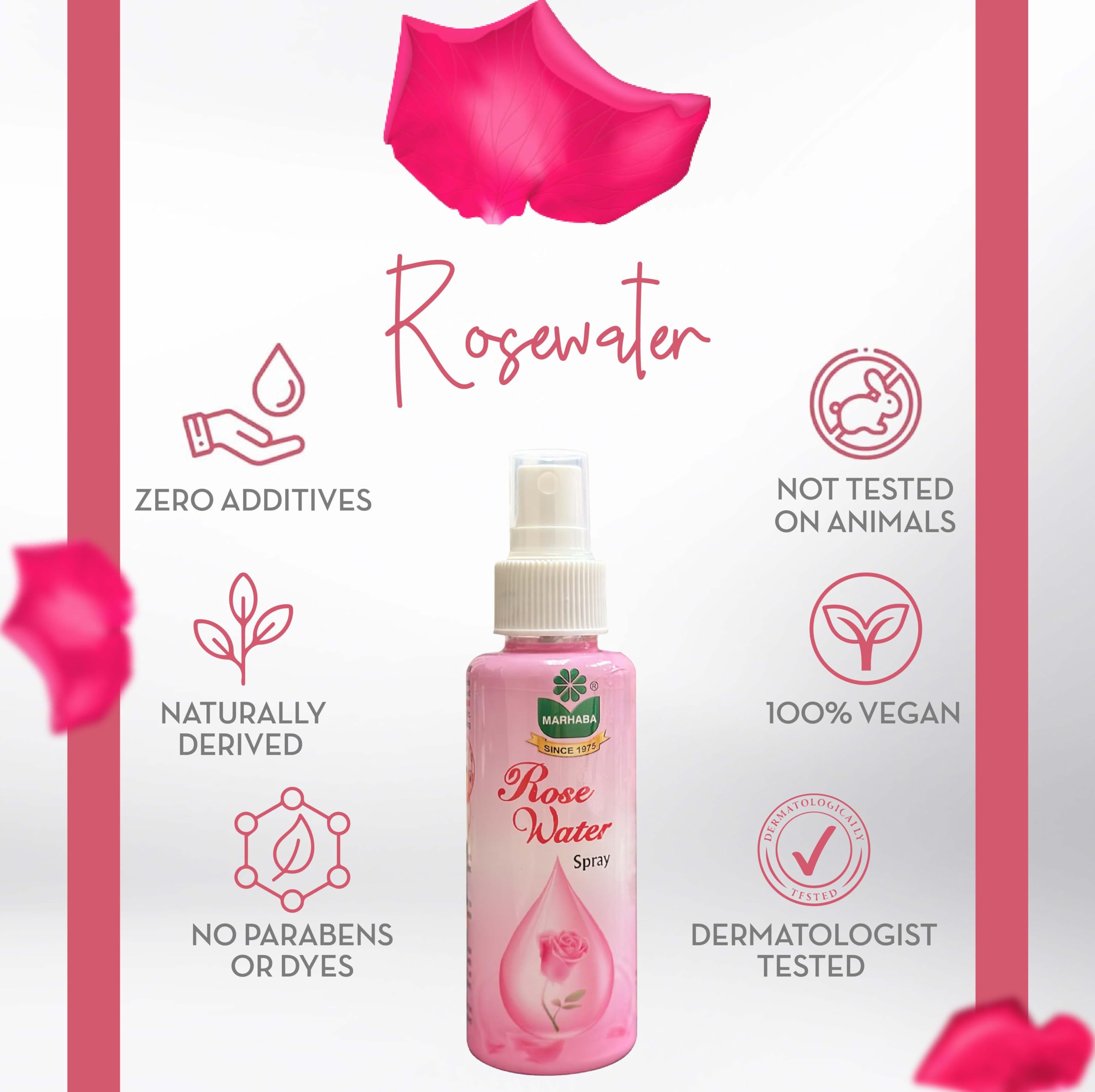Organic Rose Water Spray for Face & Hair - Pure Hydrating Facial Mist with Natural Rose Extract | Skin Care, Hair Growth & Refreshing Spray for Daily Use, Travel & Spa