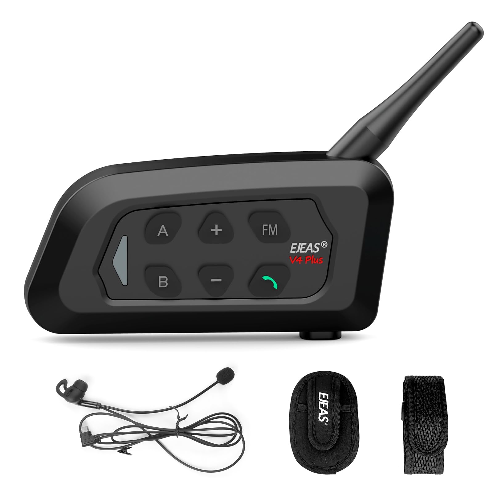 EJEAS V4C Plus Professional Football Referee Headset - Bluetooth 5.1 Wireless Communication System with Noise Cancelling, Waterproof Design & FM Radio for 4-Person Team (Includes Armband) - Perfect for Soccer Matches, Sports Events & Group Coordination