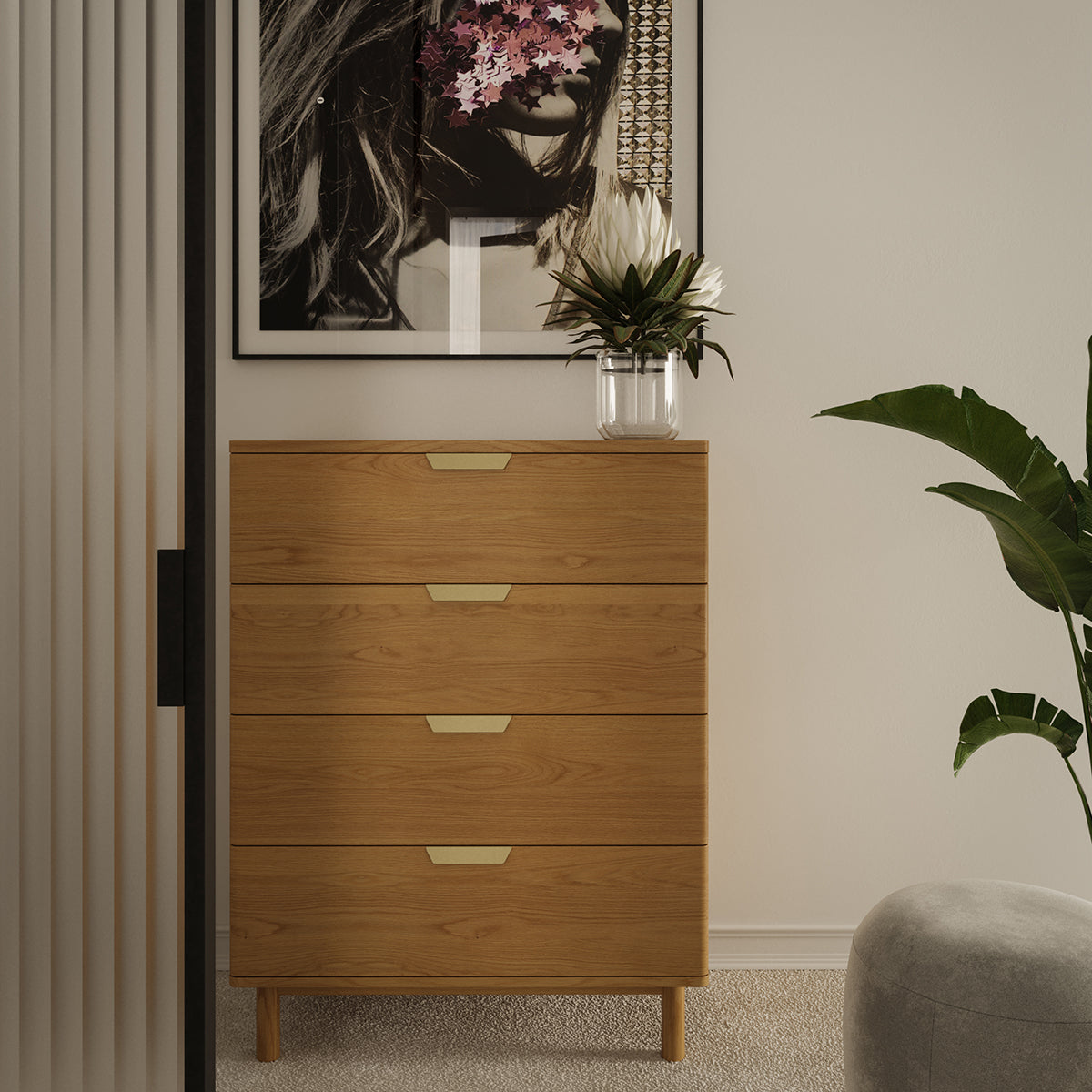 Brooks 4 Drawer Dresser - Solid Wood Bedroom Chest of Drawers for Storage | Perfect for Bedroom, Guest Room & Dorm Organization