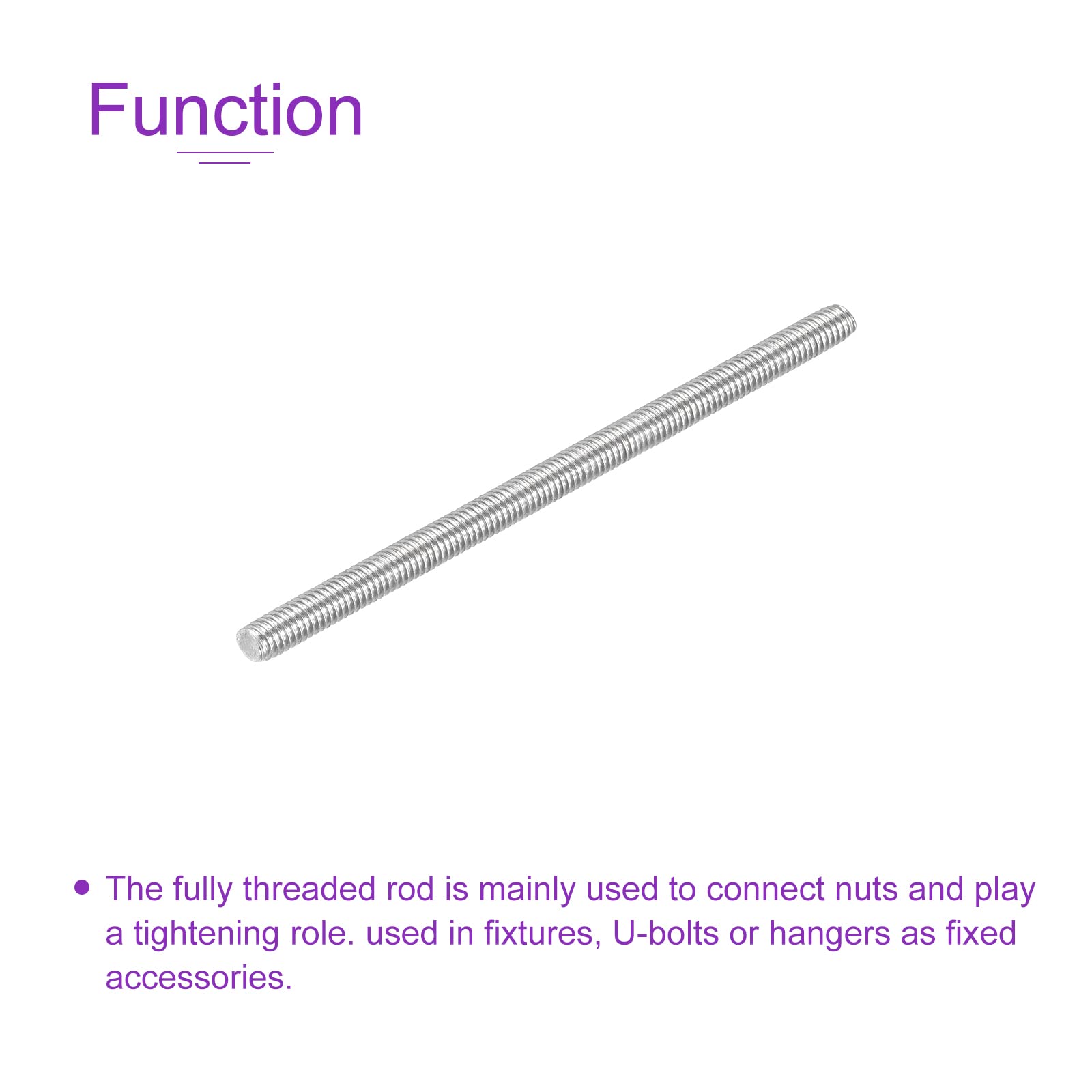 20 Pack M4 x 80mm 304 Stainless Steel Threaded Rods - for DIY & Construction