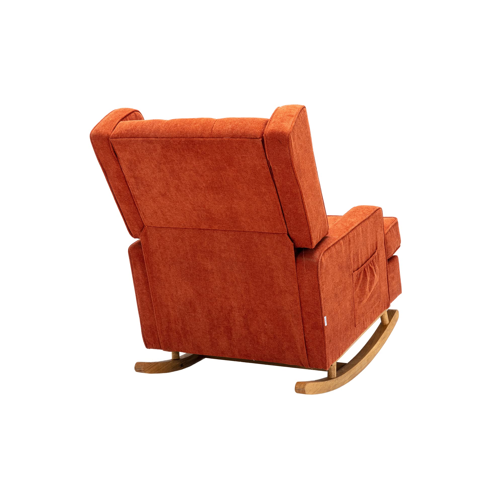 SSLine Upholstered Solid Wood Rocking Chair - Mid-Century Modern Comfortable Nursery Glider Rocker for Living Room, Bedroom & Office - Perfect for Relaxing, Nursing & Reading (Orange)