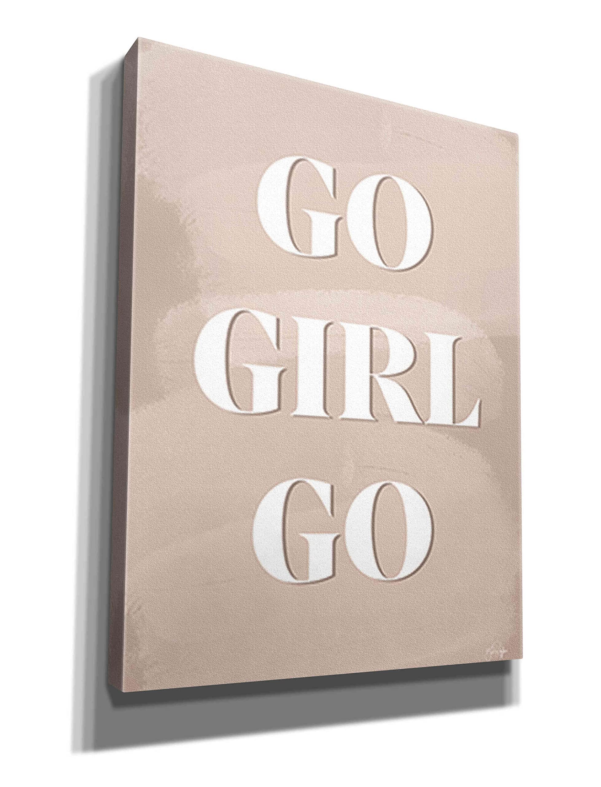 Go Girl Go by Yass Naffas Designs - Premium Giclee Canvas Wall Art Print 26x34 Inches - Modern Home & Office Decor for Women Empowerment Inspiration
