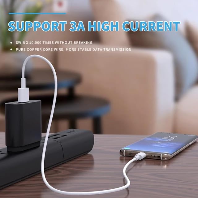 Bizzal 6A 66W USB C Fast Charging Cable - Compatible with Samsung Galaxy S23/S22 Ultra, Huawei P30 Pro, Xiaomi Redmi - 3.3ft 1Pack - Perfect for Home, Office & Travel Charging Needs