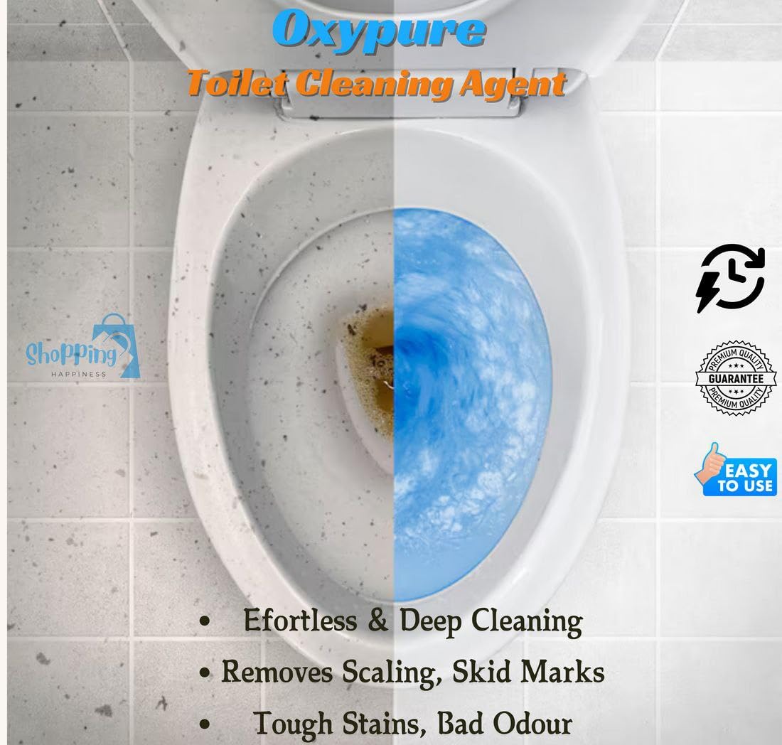 ShineBrew Advanced Oxypure Concentrated Toilet Cleaner | Powerful Oxygen Bleach Toilet Bowl Cleaner | Antibacterial, Deodorizing & Stain Remover | Foaming Bathroom Cleaner for Toilets, Sinks & Tubs (1) - Ideal for Deep Cleaning, Removing Tough Stains & Eliminating Odors in Home & Commercial Restrooms
