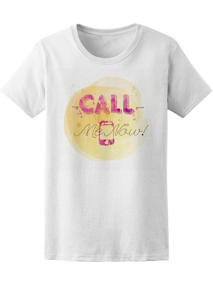 Pink Watercolor Print 'Call Me' T-Shirt for Women - Casual & Trendy Graphic Tee for Everyday Wear, Outings & Social Media