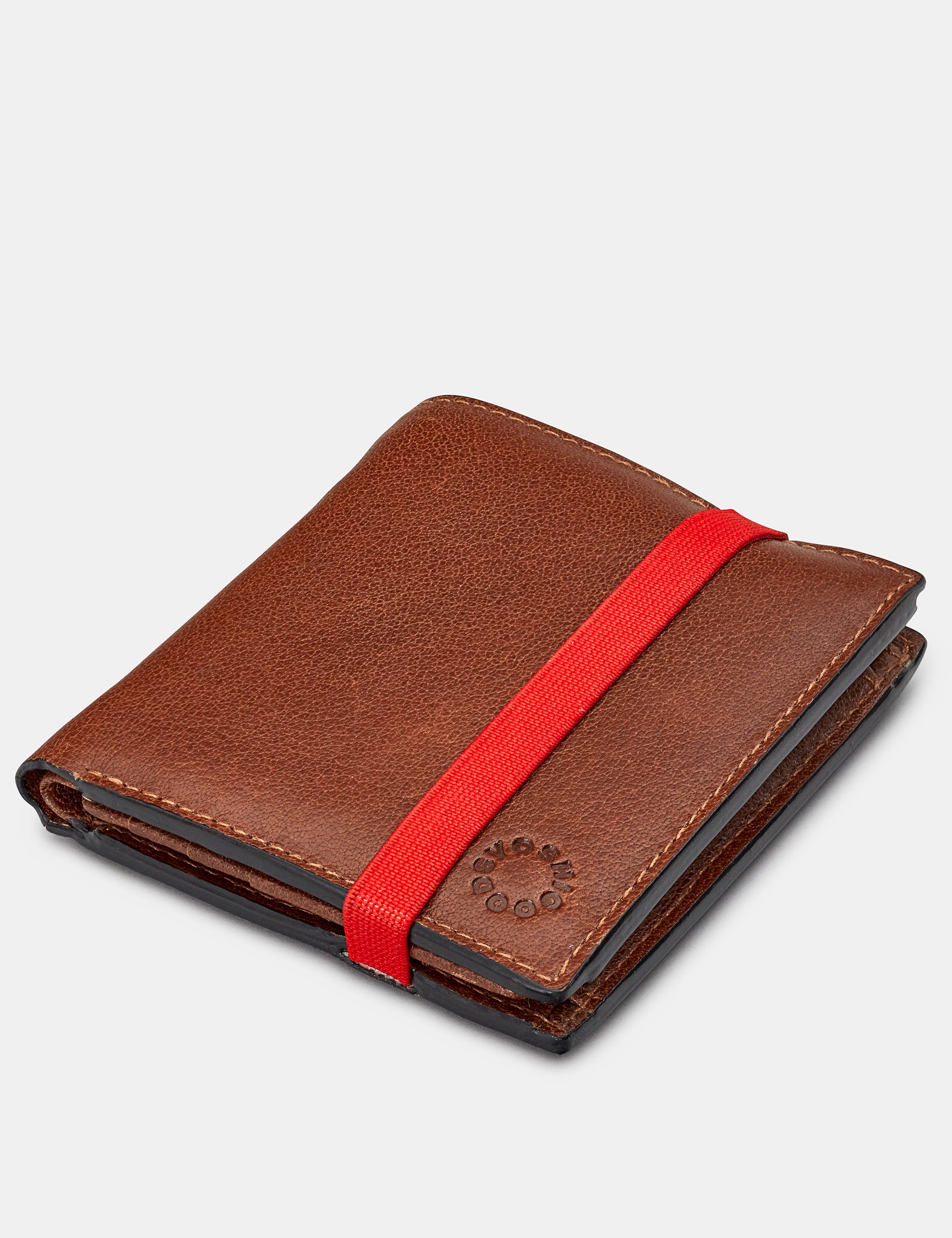 Two Fold Brown Leather Coin Pocket Wallet With Elastic Band - Stylish & Durable Men's Bifold Wallet for Cash, Cards & Coins - Perfect for Everyday Use, Travel & Gifts