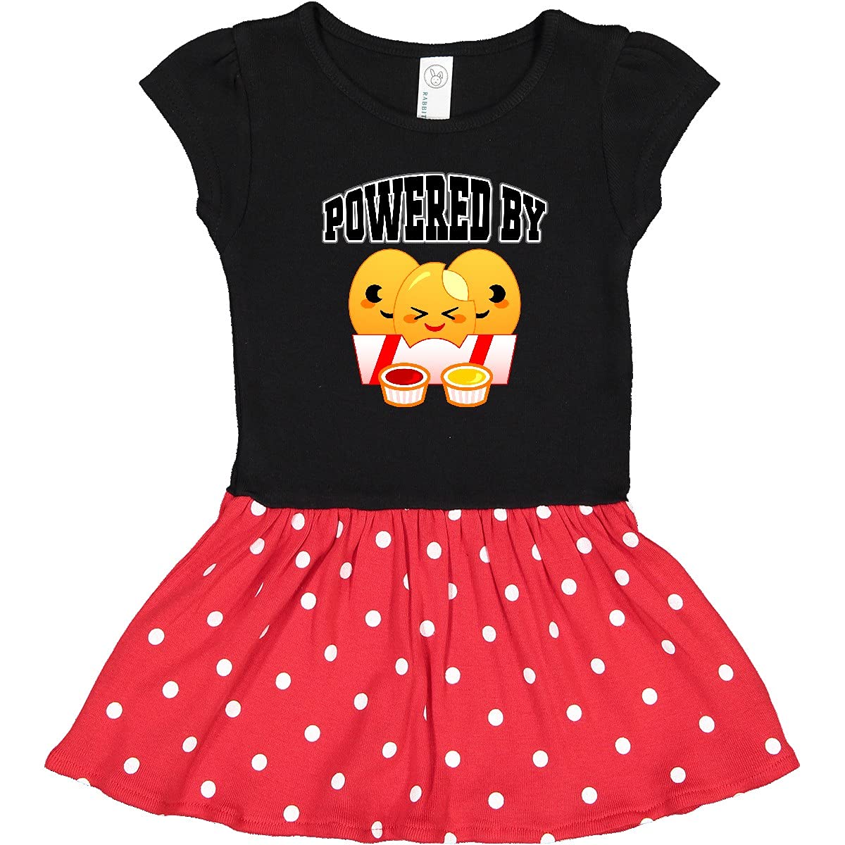 Inktastic Powered by Chicken Nuggets Baby Girl Dress - Cute & Comfortable Infant Outfit for Playdates, Parties & Everyday Wear